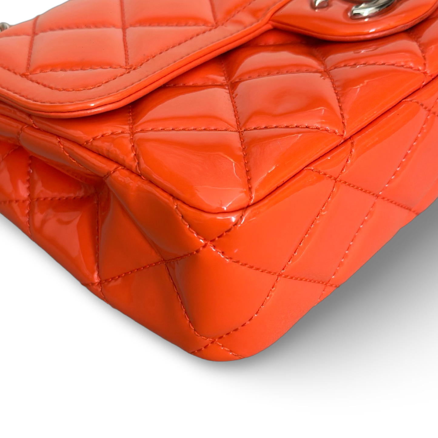 Chanel Classic Patent Small Single Flap - SHW / Orange