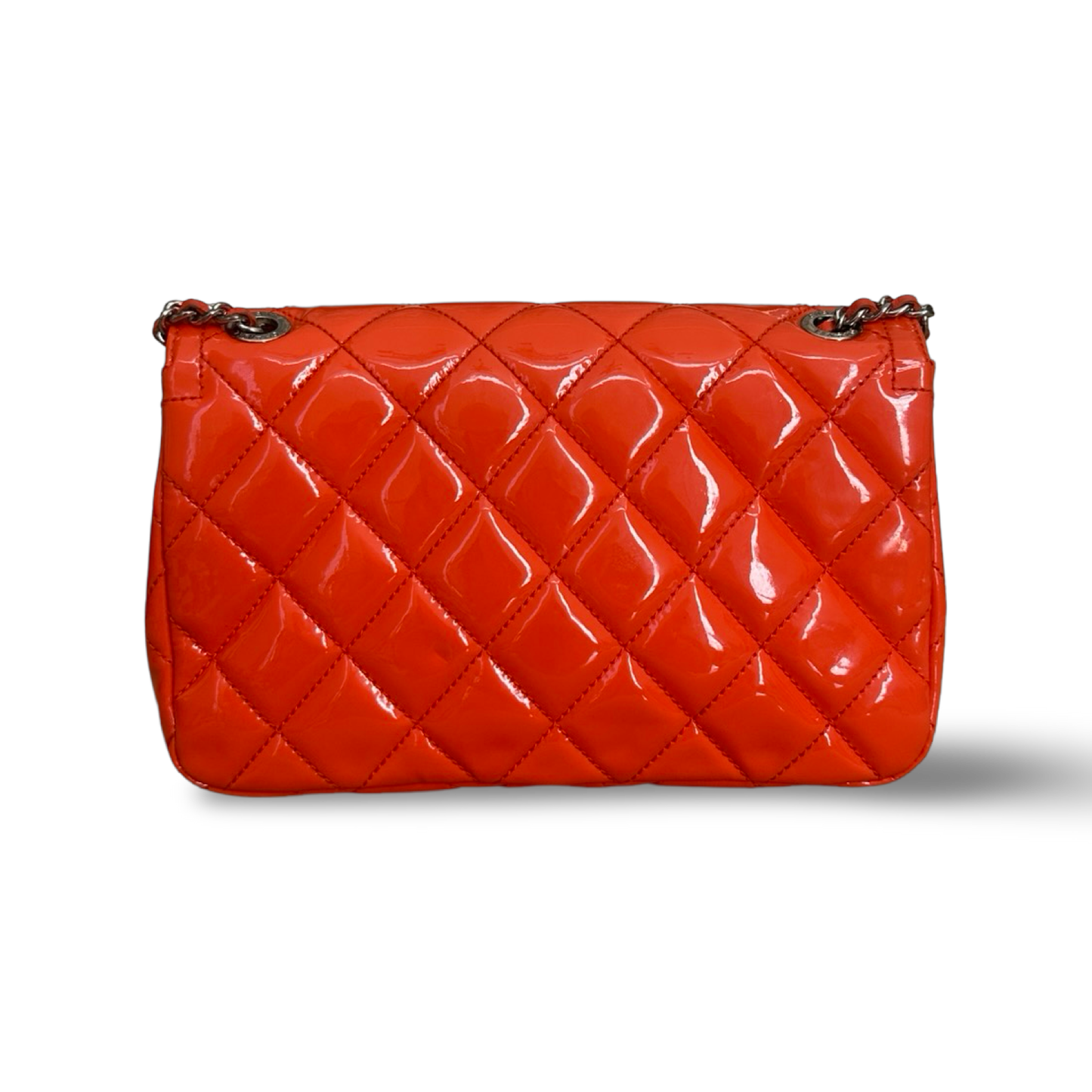 Chanel Classic Patent Small Single Flap - SHW / Orange