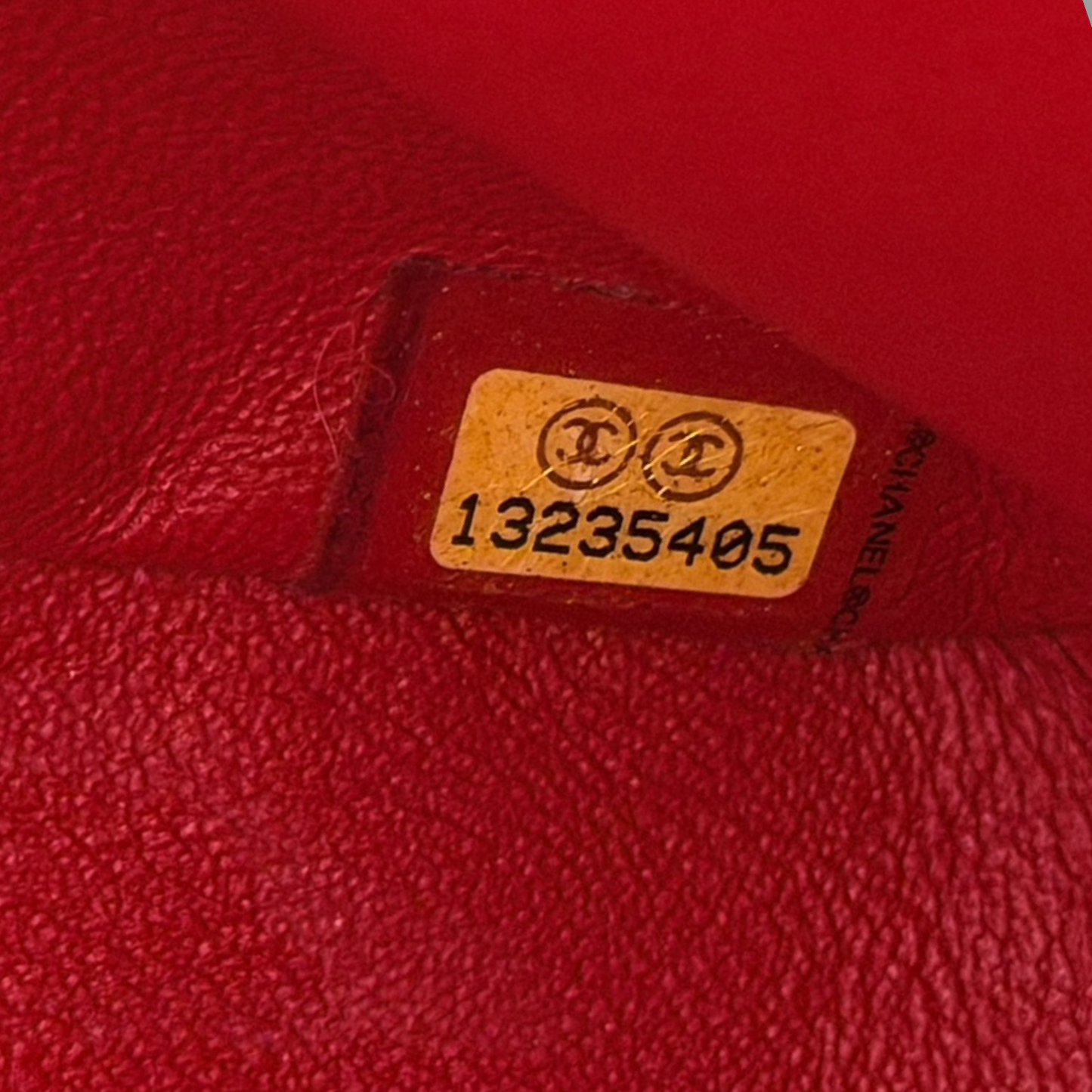 Chanel Quileted Lambskin Jumbo Single Flap - GHW / Red