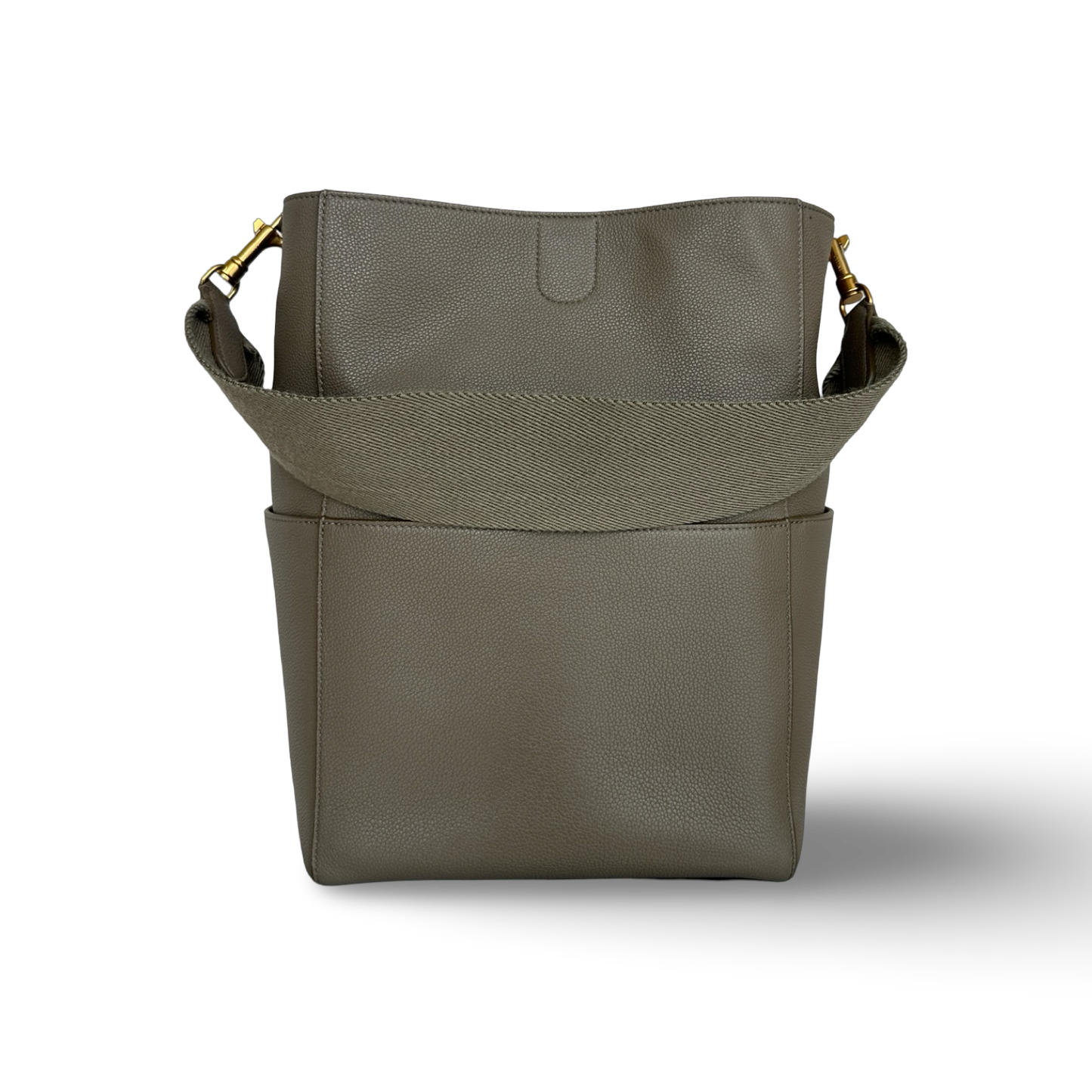 Celine Leather Medium Seau Sangle - Gray
