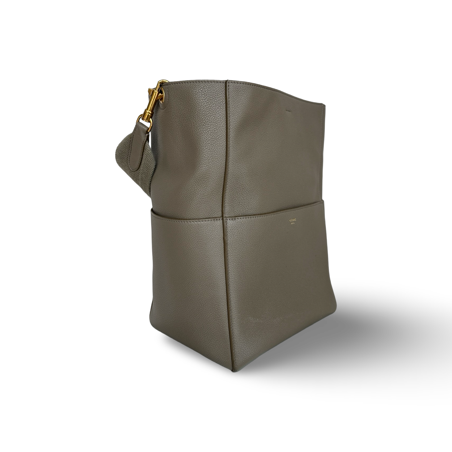 Celine Leather Medium Seau Sangle - Gray