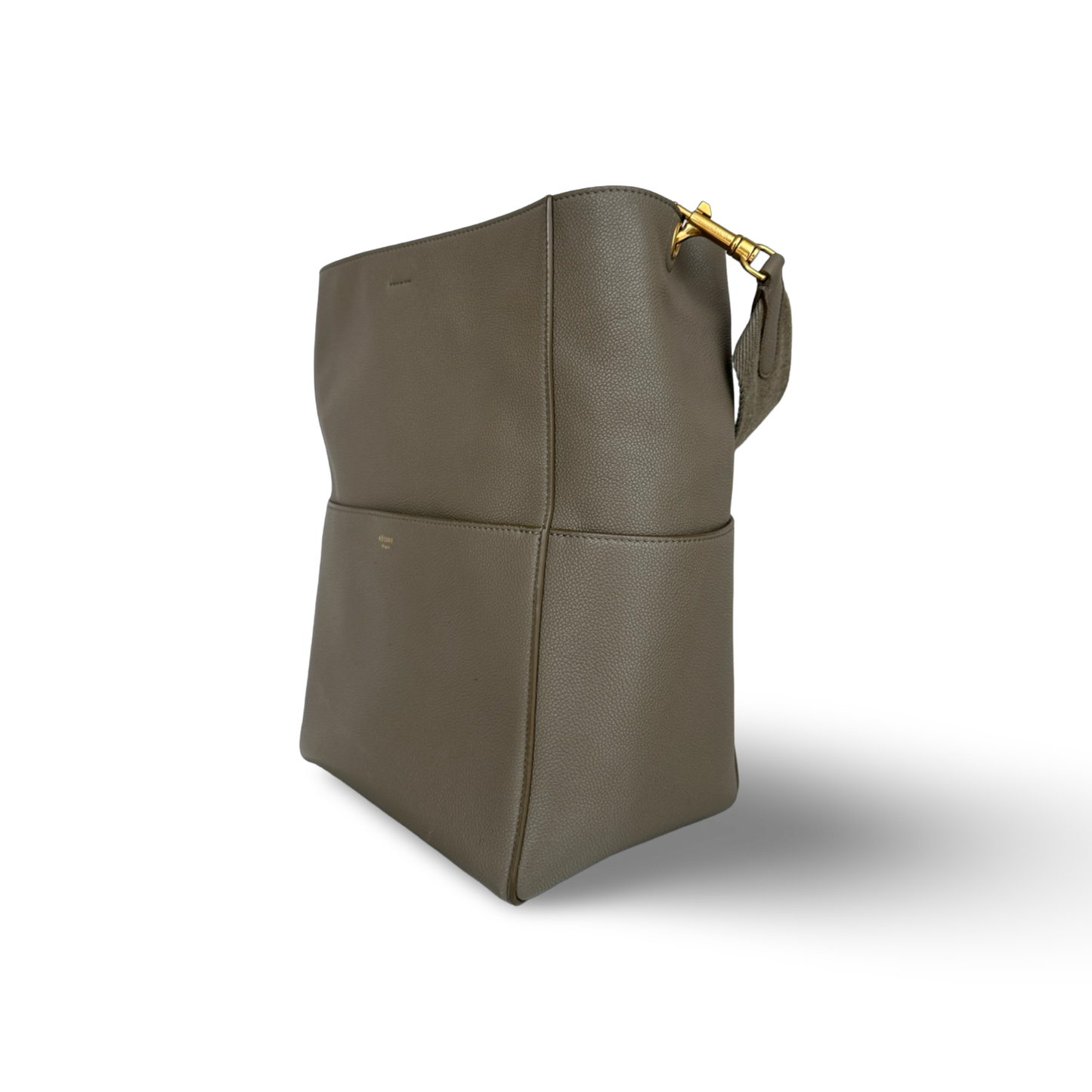 Celine Leather Medium Seau Sangle - Gray
