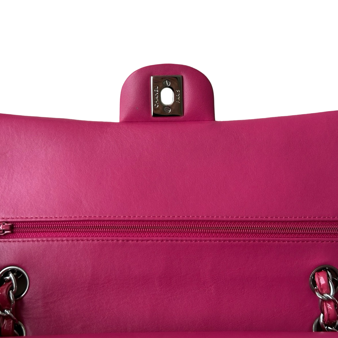 Chanel Quilted Patent Medium Double Flap - SHW / Pink