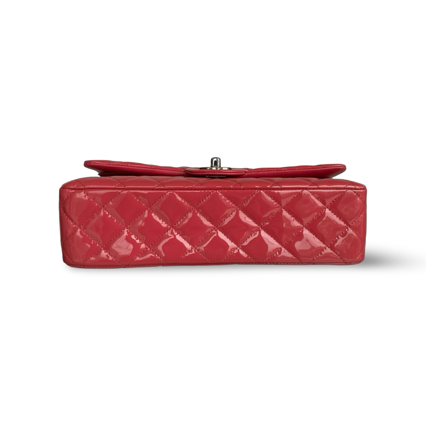 Chanel Quilted Patent Medium Double Flap - SHW / Pink