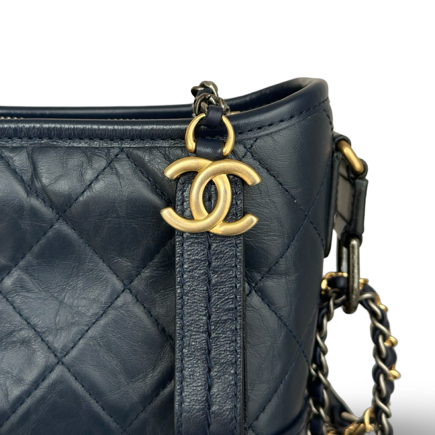 Chanel Small Gabrielle hobo 小牛皮流浪包 - 海軍藍 / 金銀扣