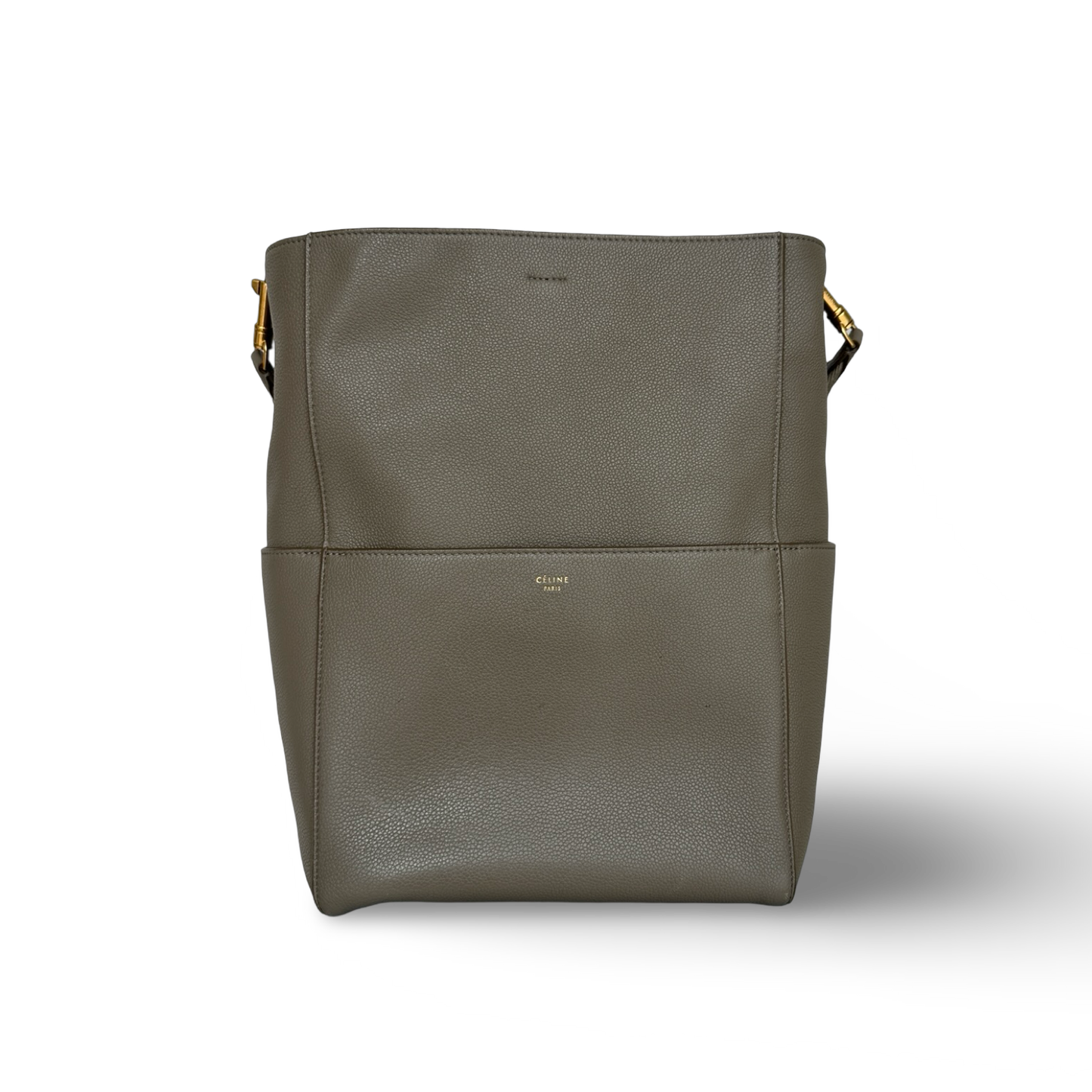 Celine Leather Medium Seau Sangle - Gray