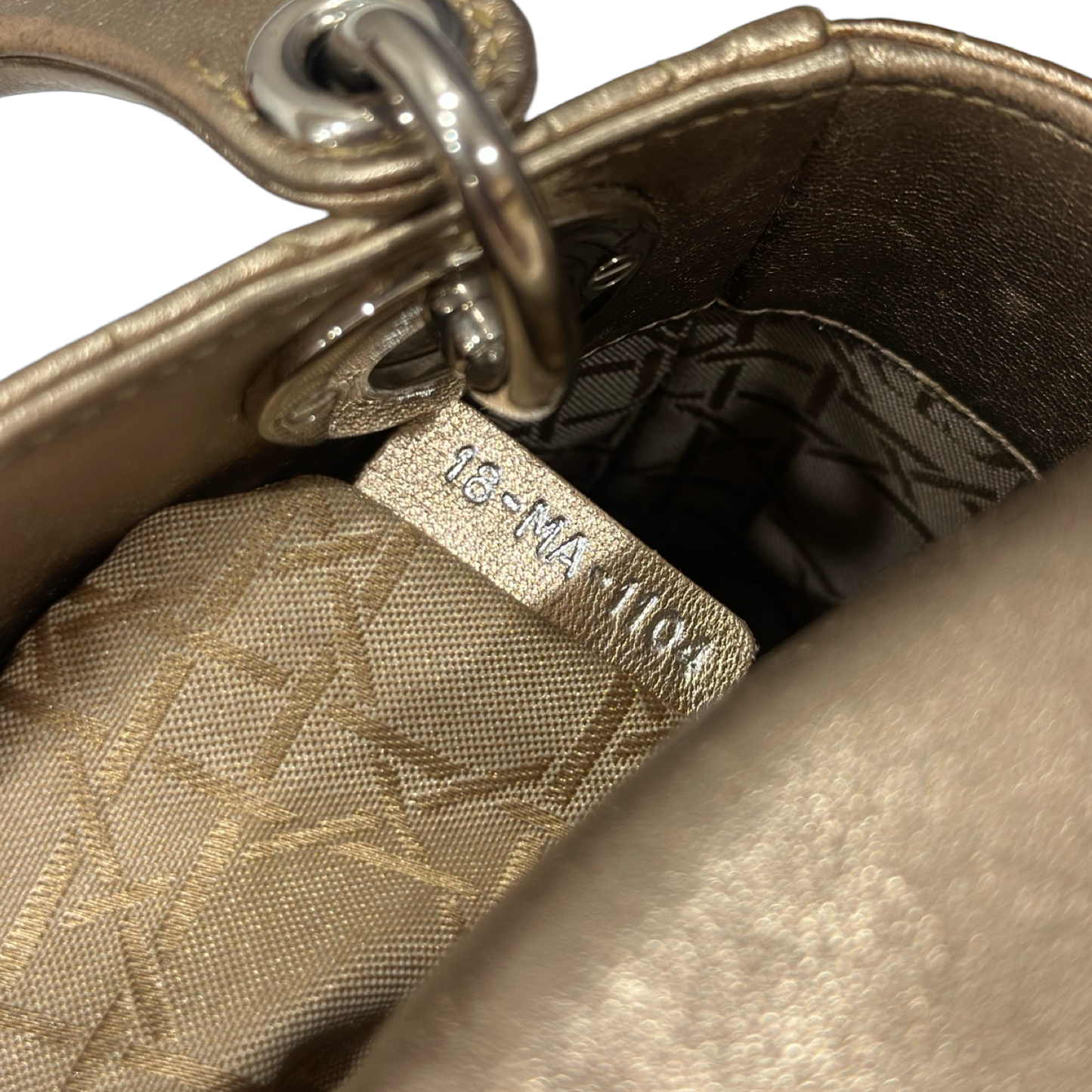Dior Cannage Lambskin Mini Lady Bag - GHW / Champagne