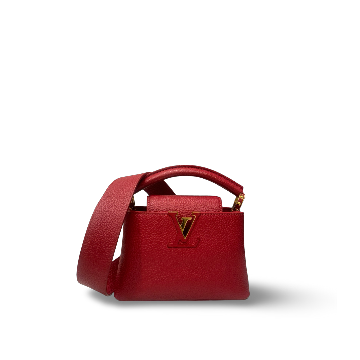 Louis Vuitton Mini Capucines BB 牛皮皮革手挽肩背兩用袋 – 紅色 / 金釦