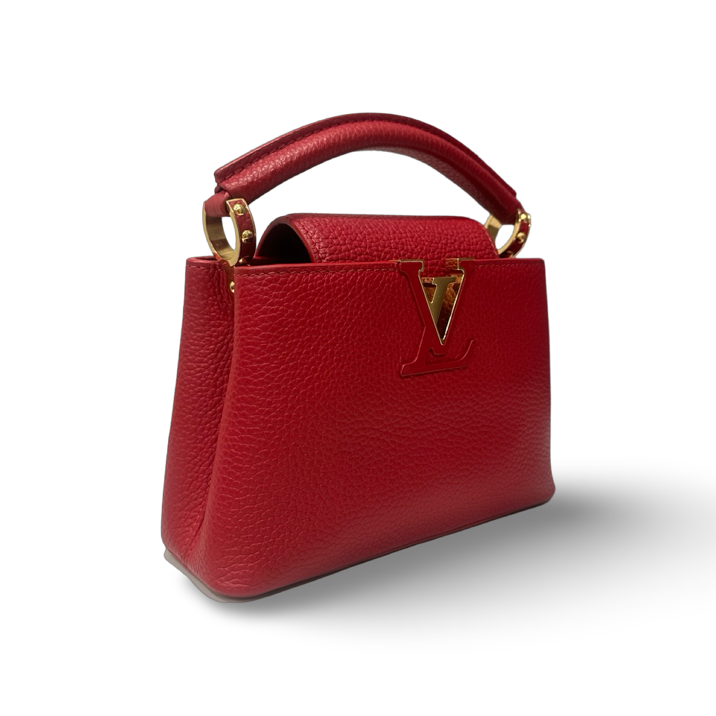 Louis Vuitton Mini Capucines BB 牛皮皮革手挽肩背兩用袋 – 紅色 / 金釦