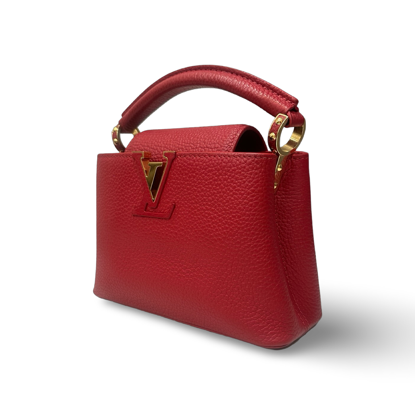 Louis Vuitton Mini Capucines BB 牛皮皮革手挽肩背兩用袋 – 紅色 / 金釦