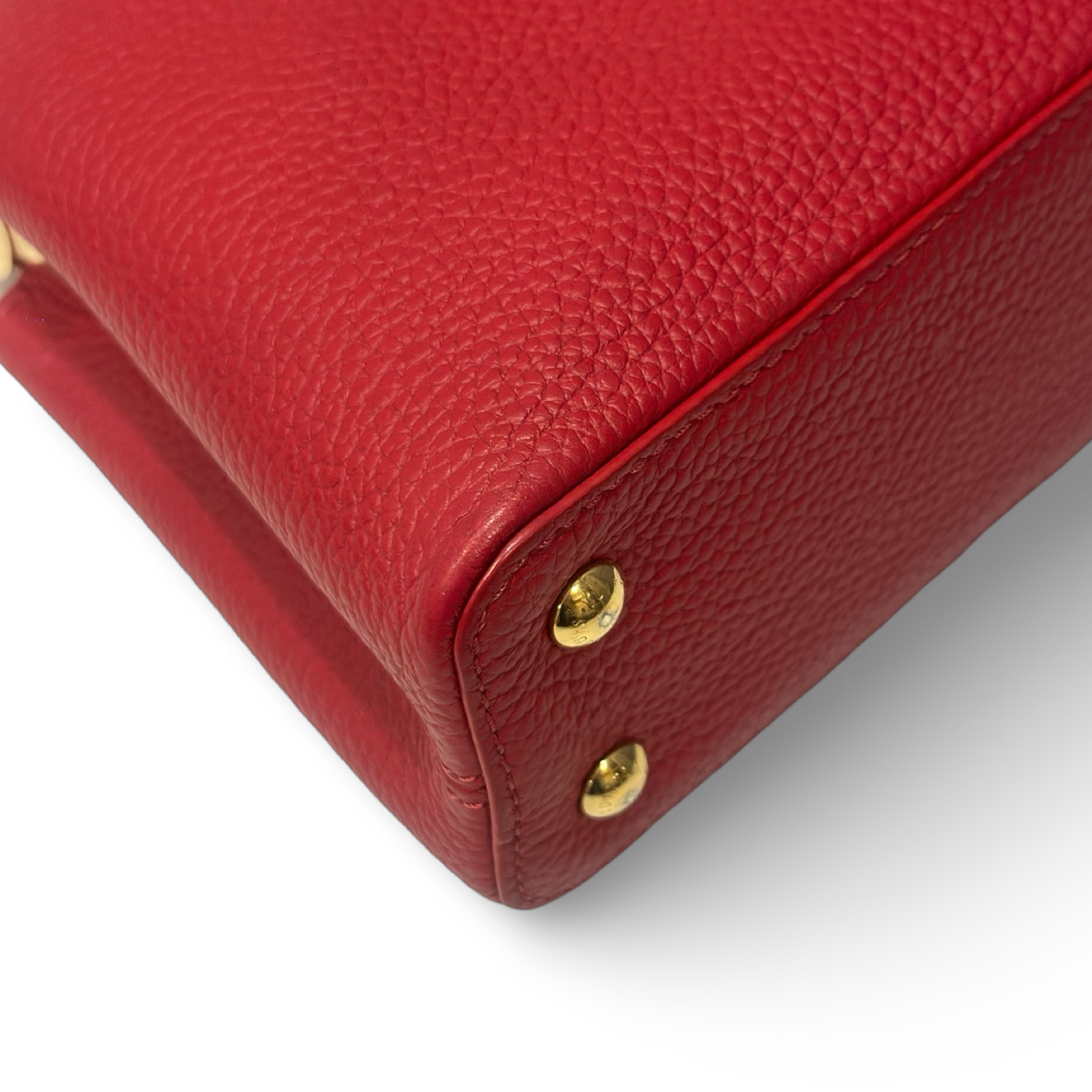 Louis Vuitton Mini Capucines BB 牛皮皮革手挽肩背兩用袋 – 紅色 / 金釦