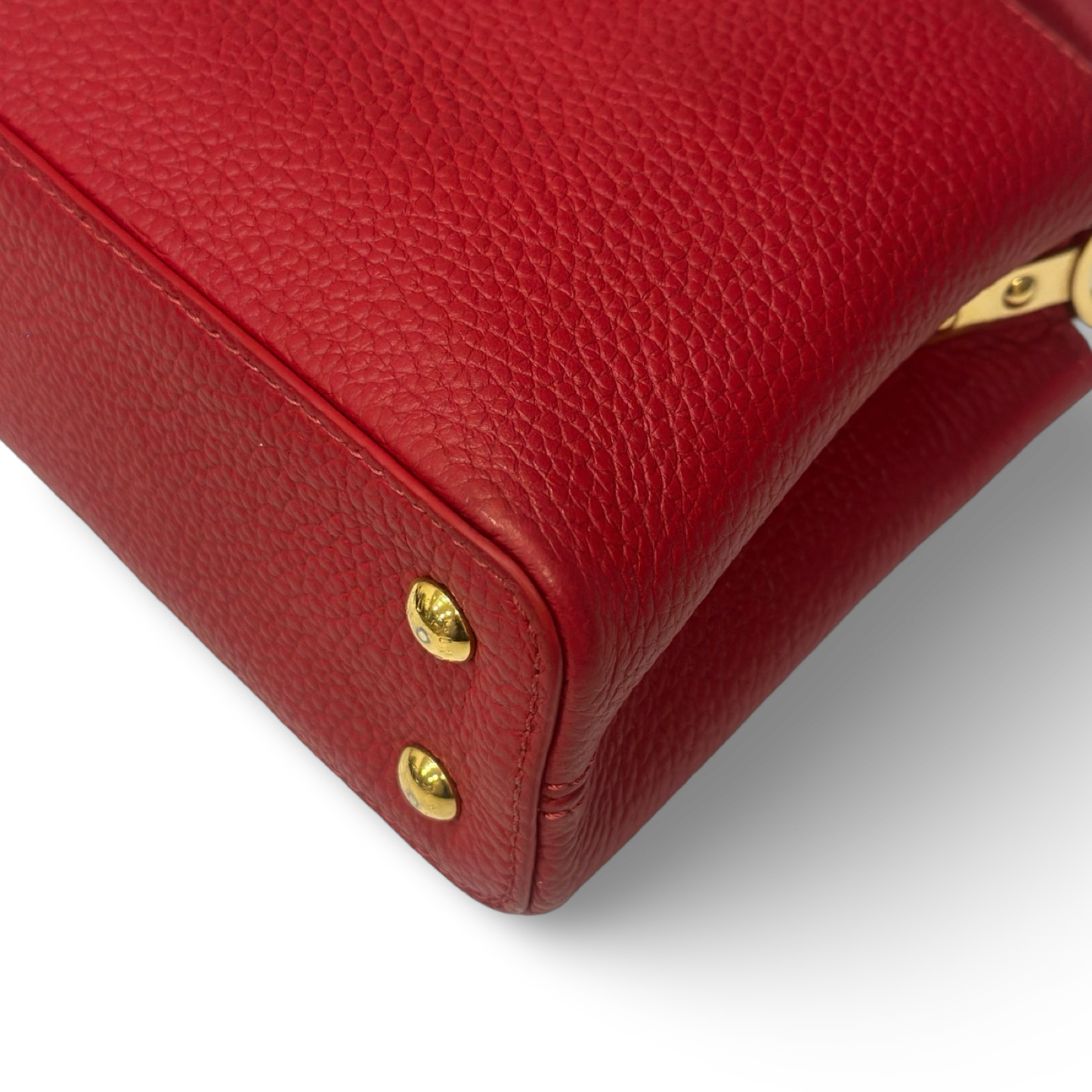 Louis Vuitton Mini Capucines BB 牛皮皮革手挽肩背兩用袋 – 紅色 / 金釦