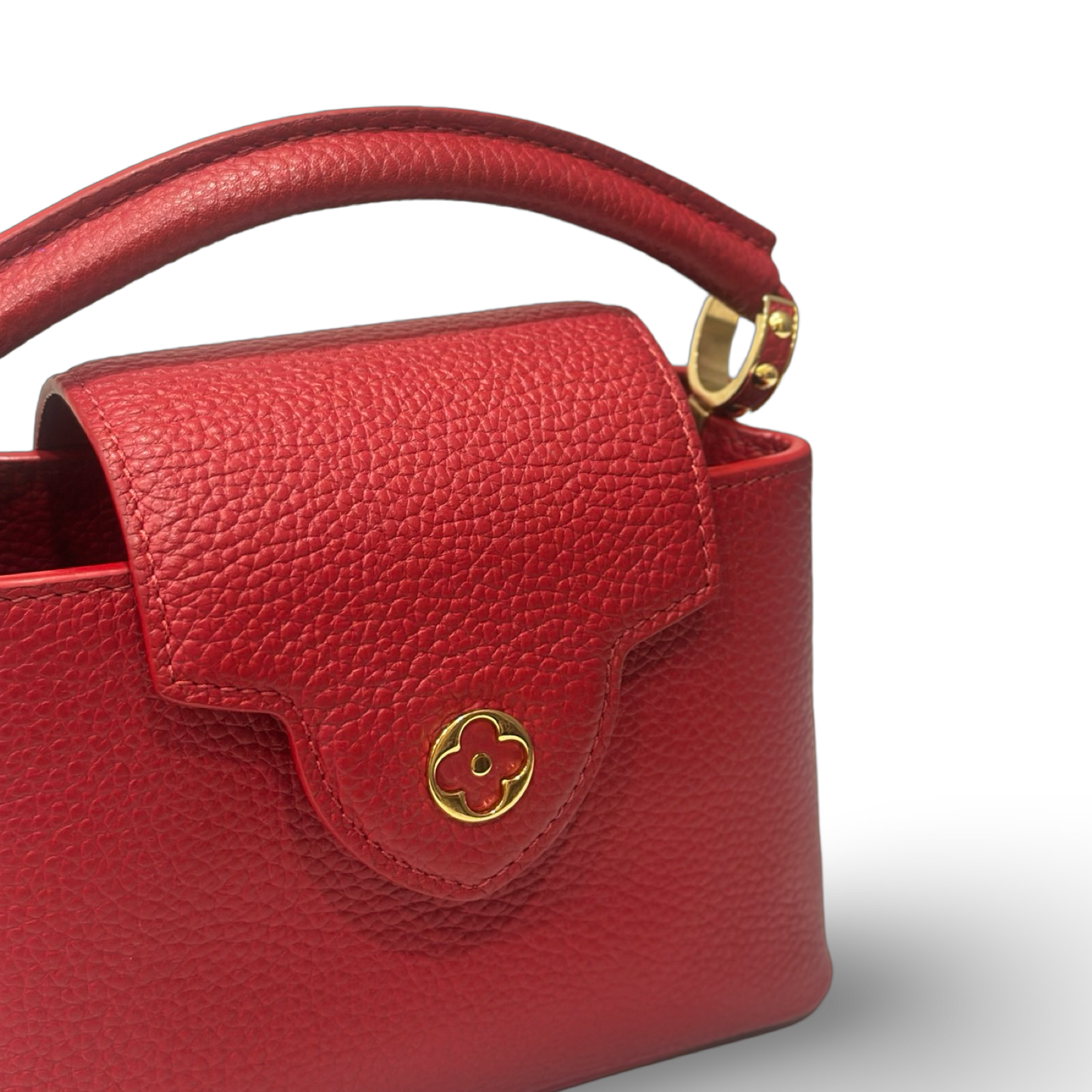 Louis Vuitton Mini Capucines BB 牛皮皮革手挽肩背兩用袋 – 紅色 / 金釦