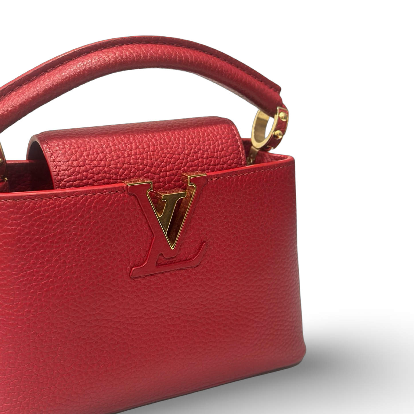 Louis Vuitton Mini Capucines BB 牛皮皮革手挽肩背兩用袋 – 紅色 / 金釦
