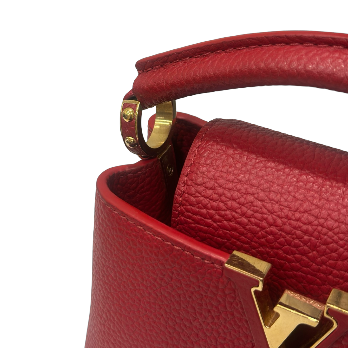 Louis Vuitton Mini Capucines BB 牛皮皮革手挽肩背兩用袋 – 紅色 / 金釦