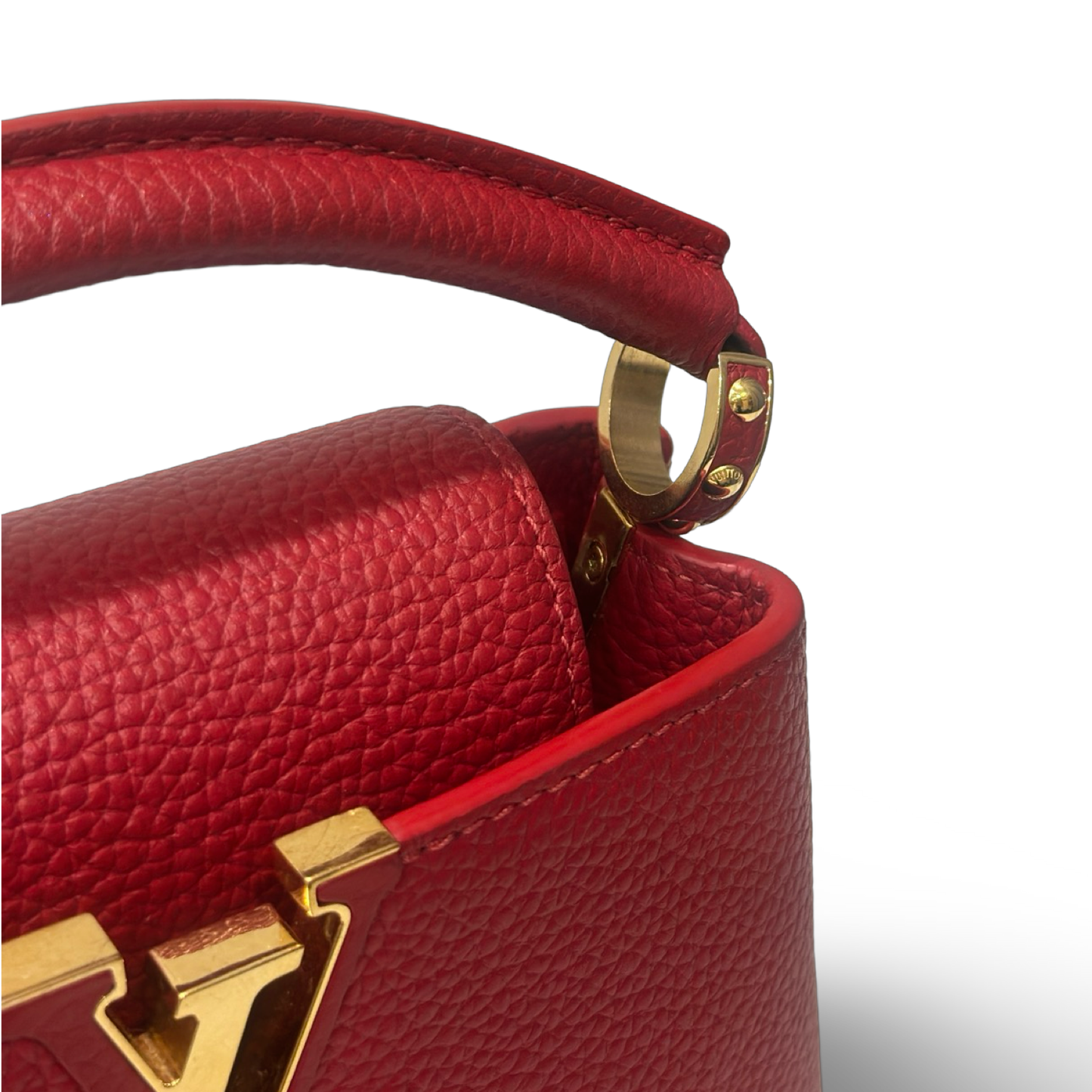 Louis Vuitton Mini Capucines BB 牛皮皮革手挽肩背兩用袋 – 紅色 / 金釦