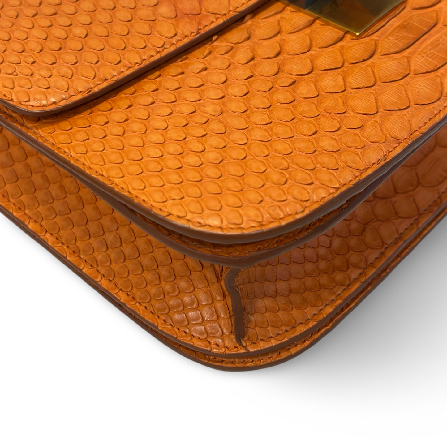 Celine Classic Python Medium Box Bag - GHW / Orange
