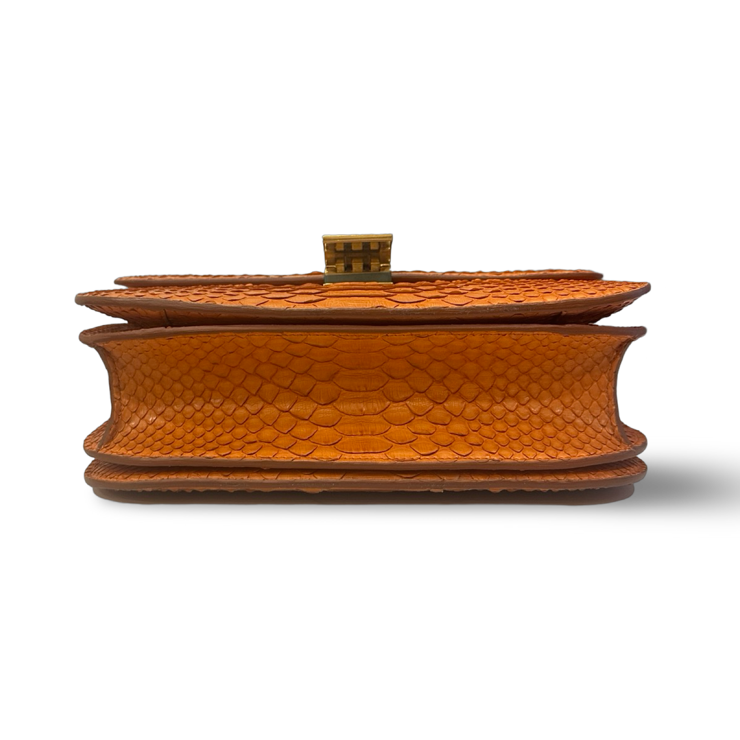Celine Classic Python Medium Box Bag - GHW / Orange