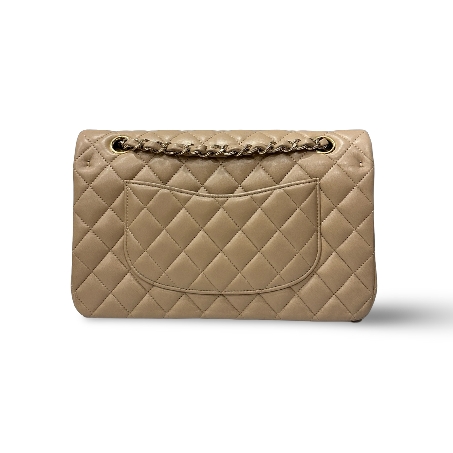 Chanel Quilted Lambskin Medium Double Flap - GHW / Dark Beige