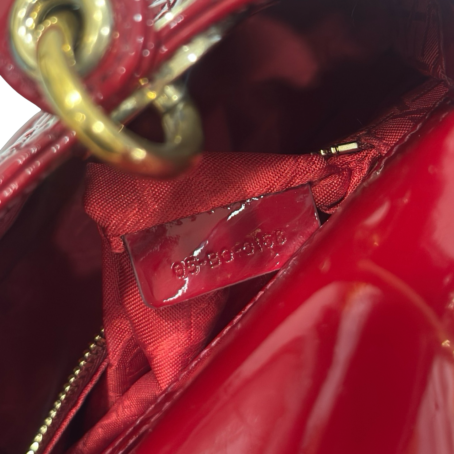 Dior Cannage Patent Mini Lady Bag - GHW / Red