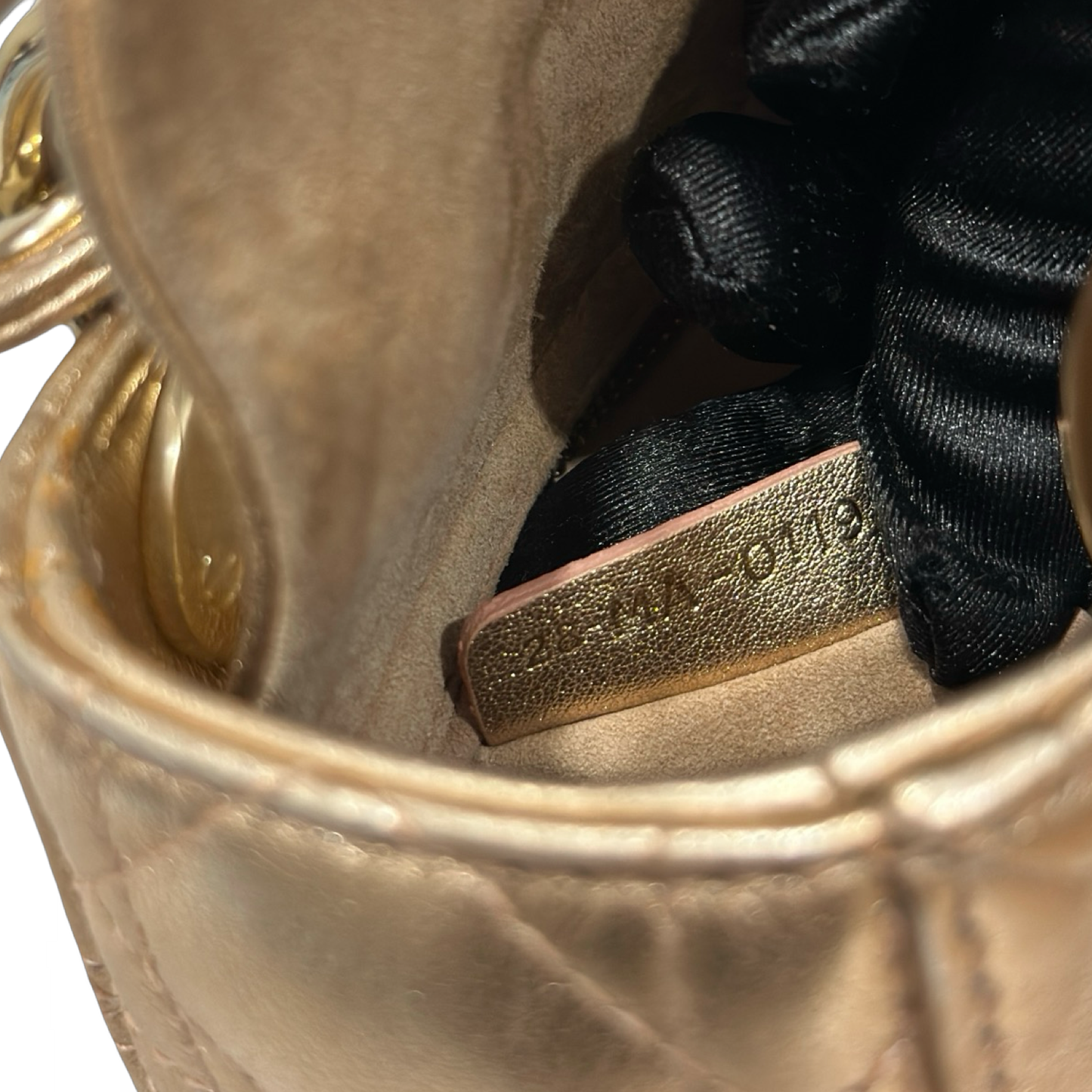 Dior Cannage Lambskin Mini Lady Bag - GHW / Champagne