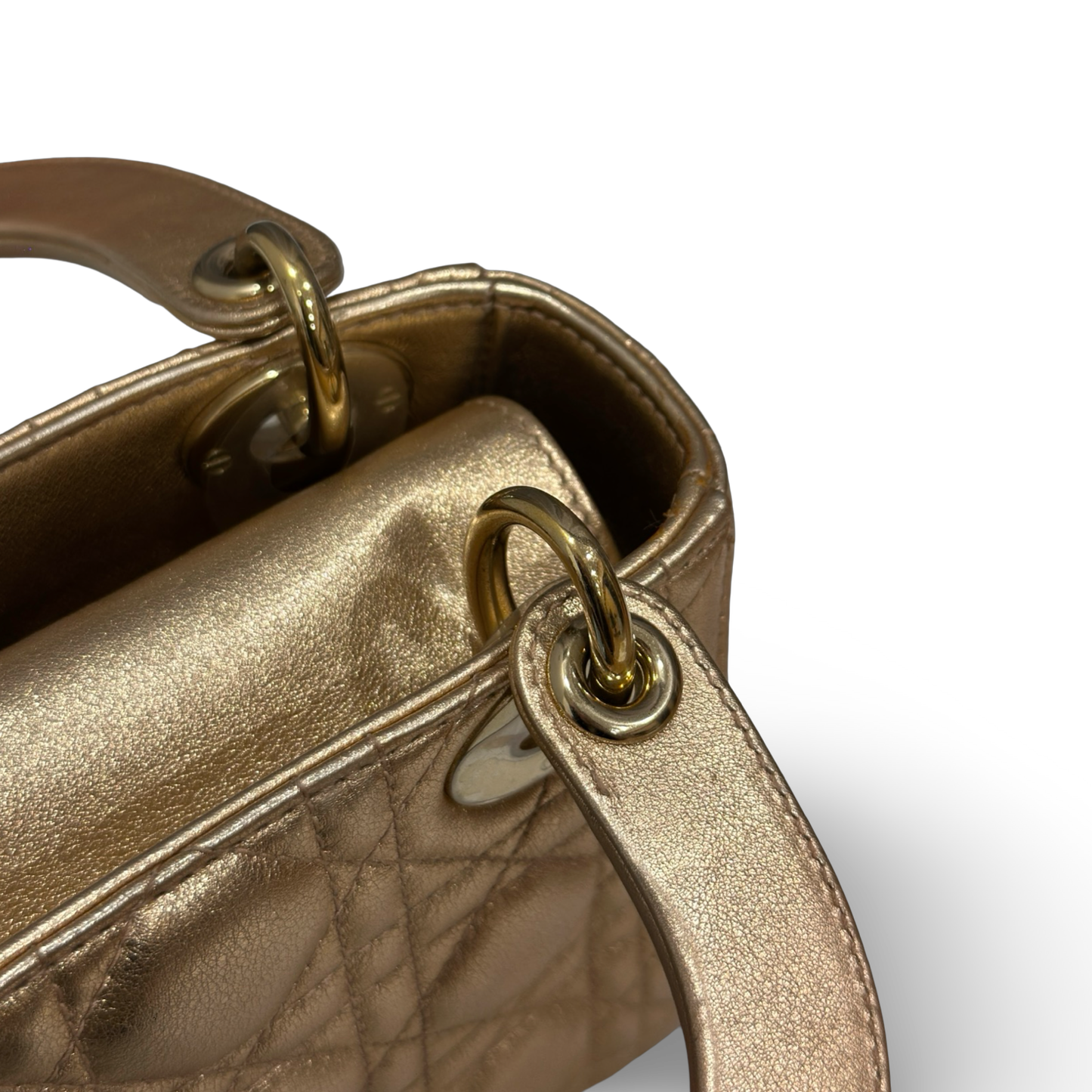 Dior Cannage Lambskin Mini Lady Bag - GHW / Champagne