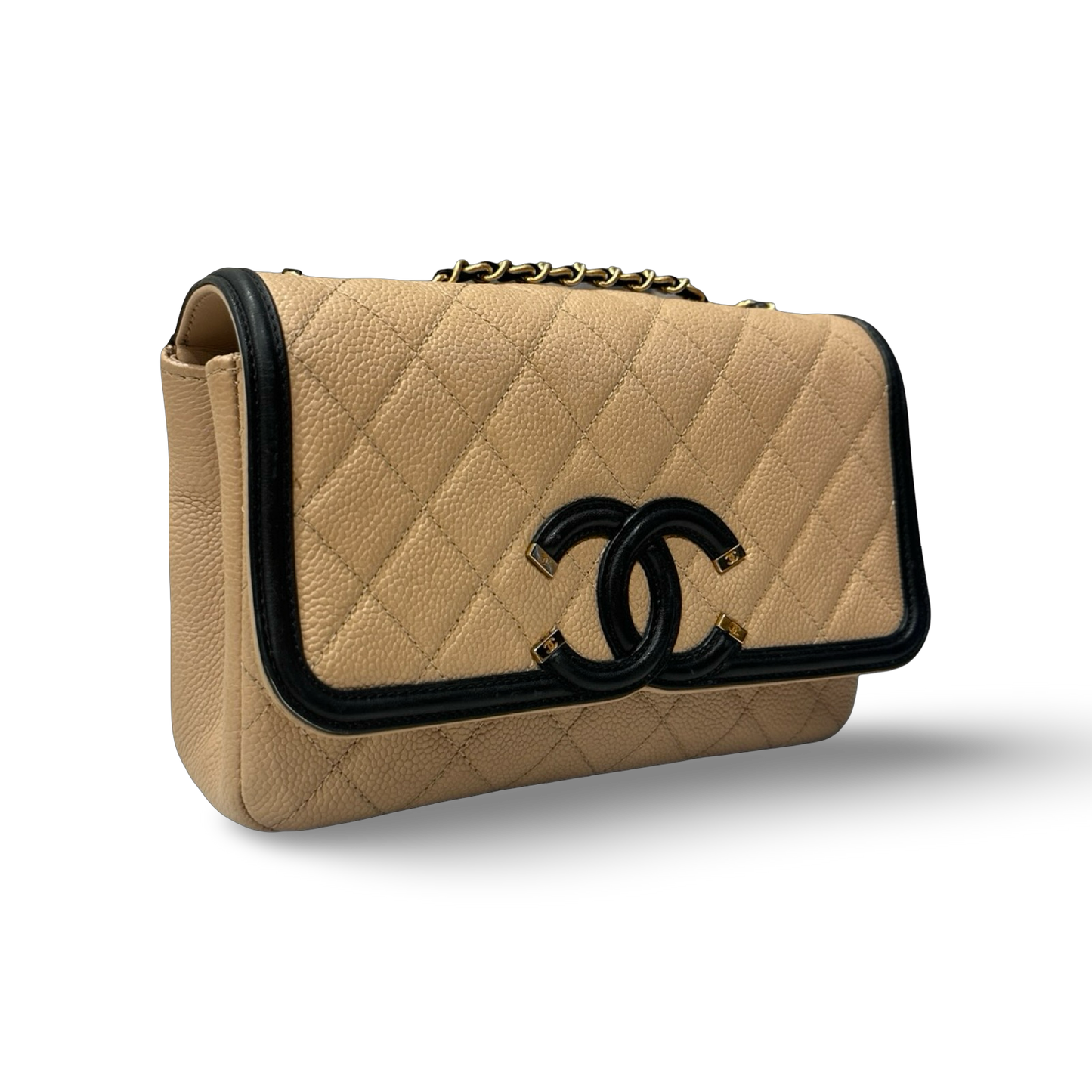Chanel Quilted Caviar WOC - Bag / Beige Black
