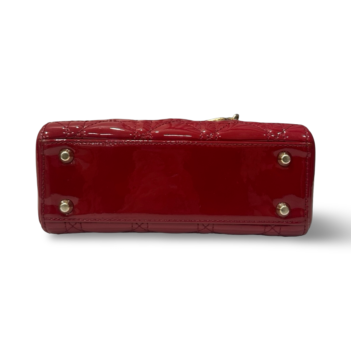 Dior Cannage Patent Mini Lady Bag - GHW / Red