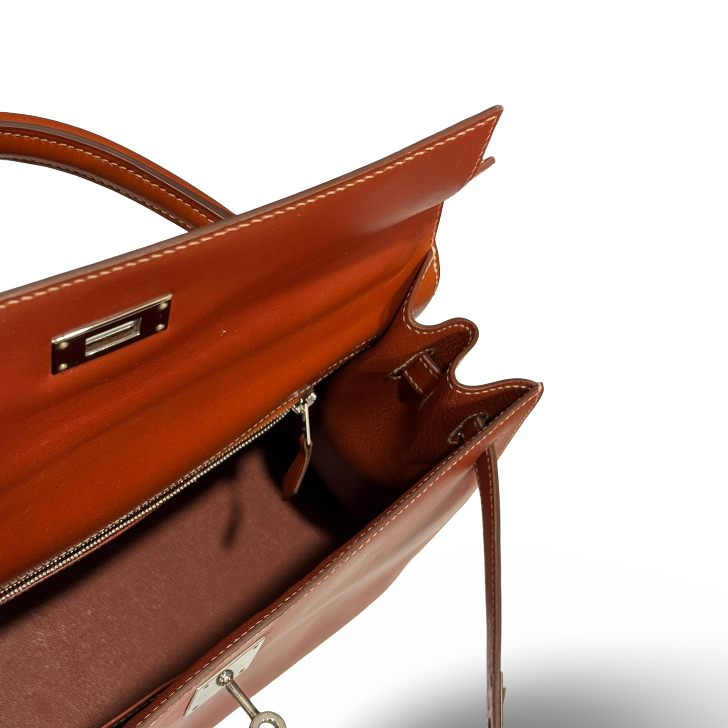 Hermes Vintage Box 32 Kelly Bag - SHW / Red
