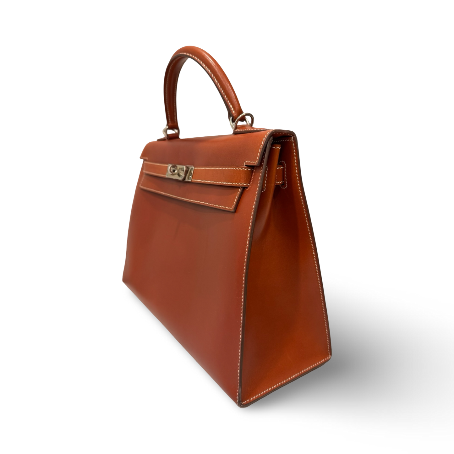Hermes Vintage Box 32 Kelly Bag - SHW / Red