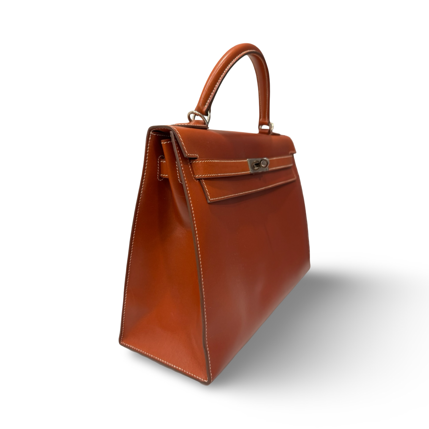 Hermes Vintage Box 32 Kelly Bag - SHW / Red