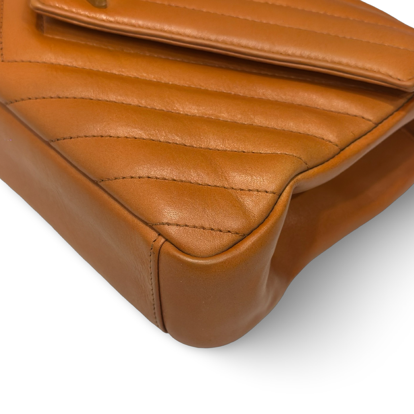 Saint Laurent Calfskin Matelasse Monogram Medium College Bag - GHW / Caramel