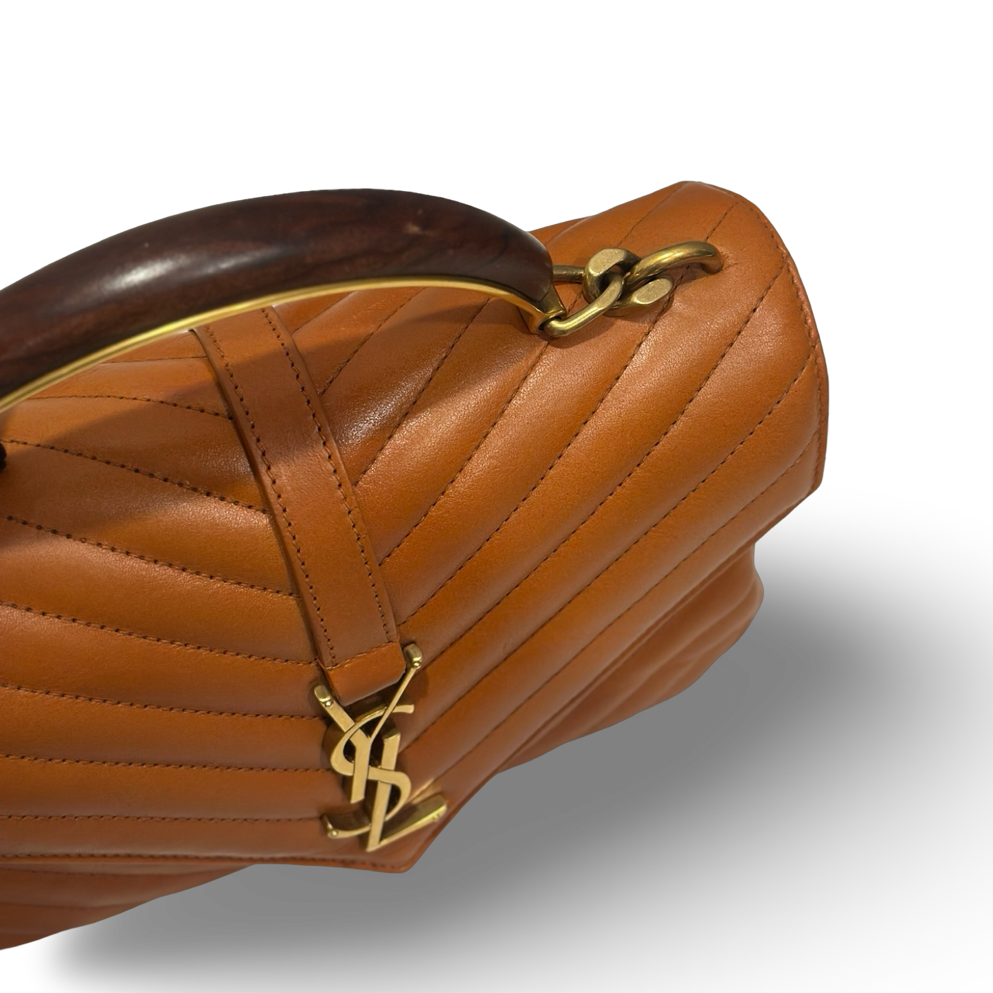 Saint Laurent Calfskin Matelasse Monogram Medium College Bag - GHW / Caramel