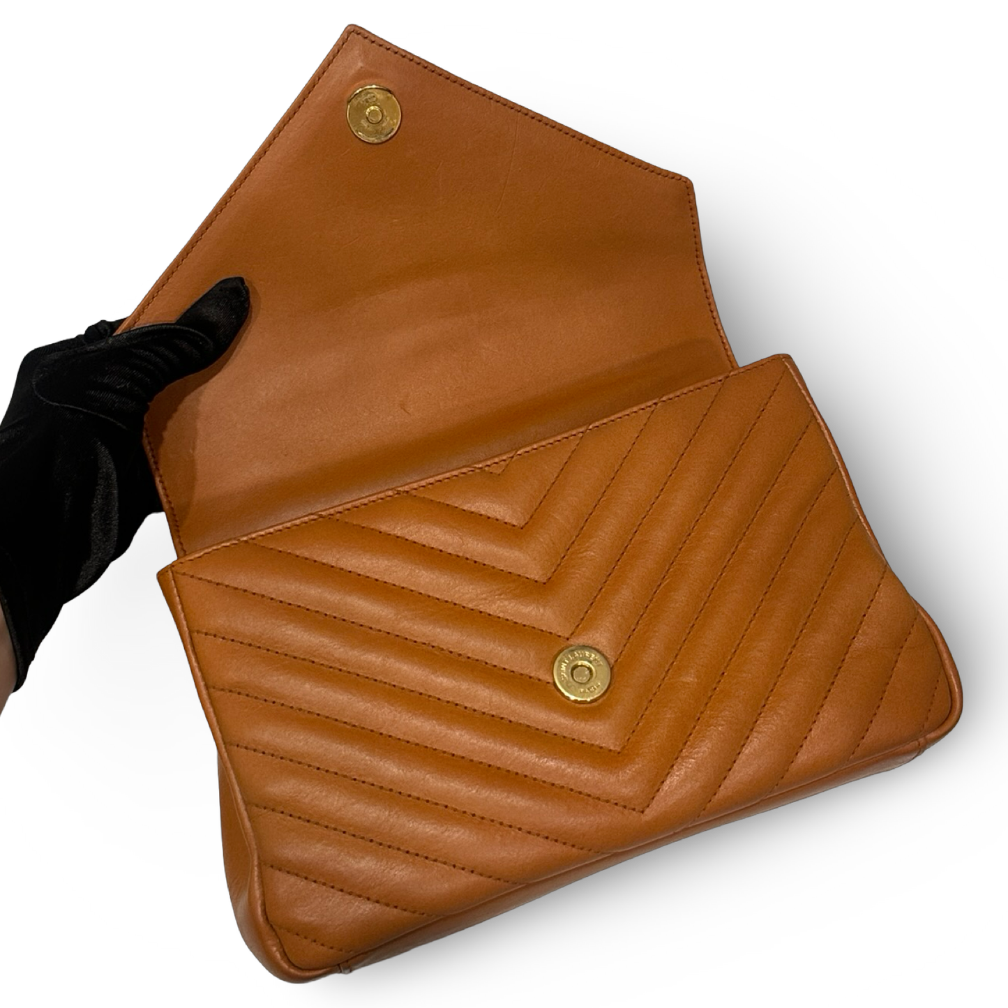 Saint Laurent Calfskin Matelasse Monogram Medium College Bag - GHW / Caramel