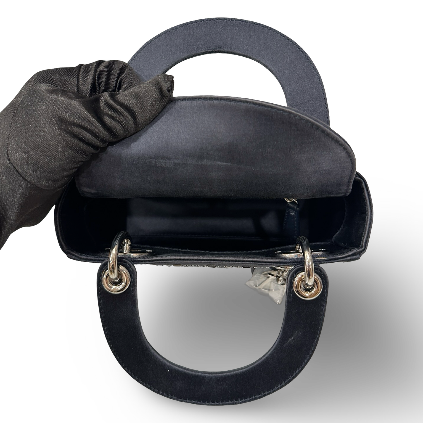 Dior Satin Mini Crystal Lady Bag - SHW / Navy