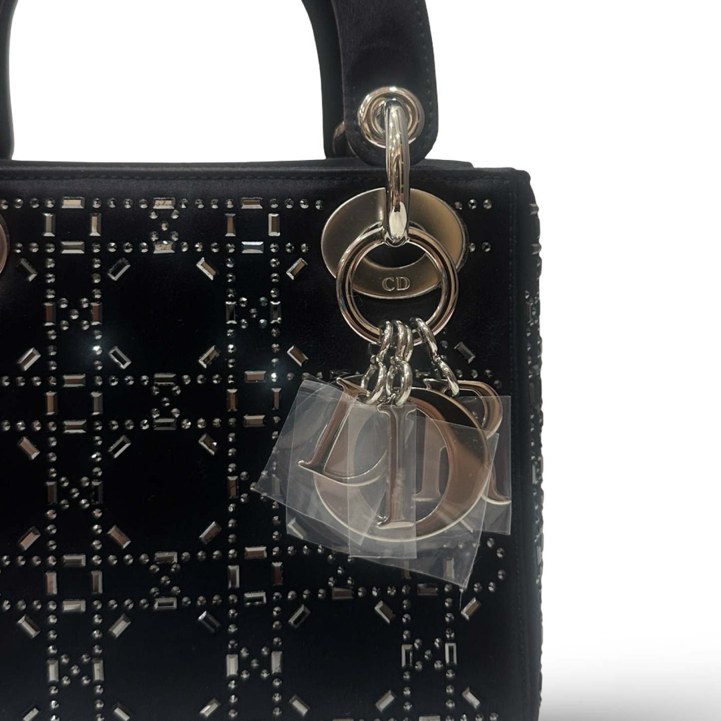 Dior Satin Mini Crystal Lady Bag - SHW / Navy