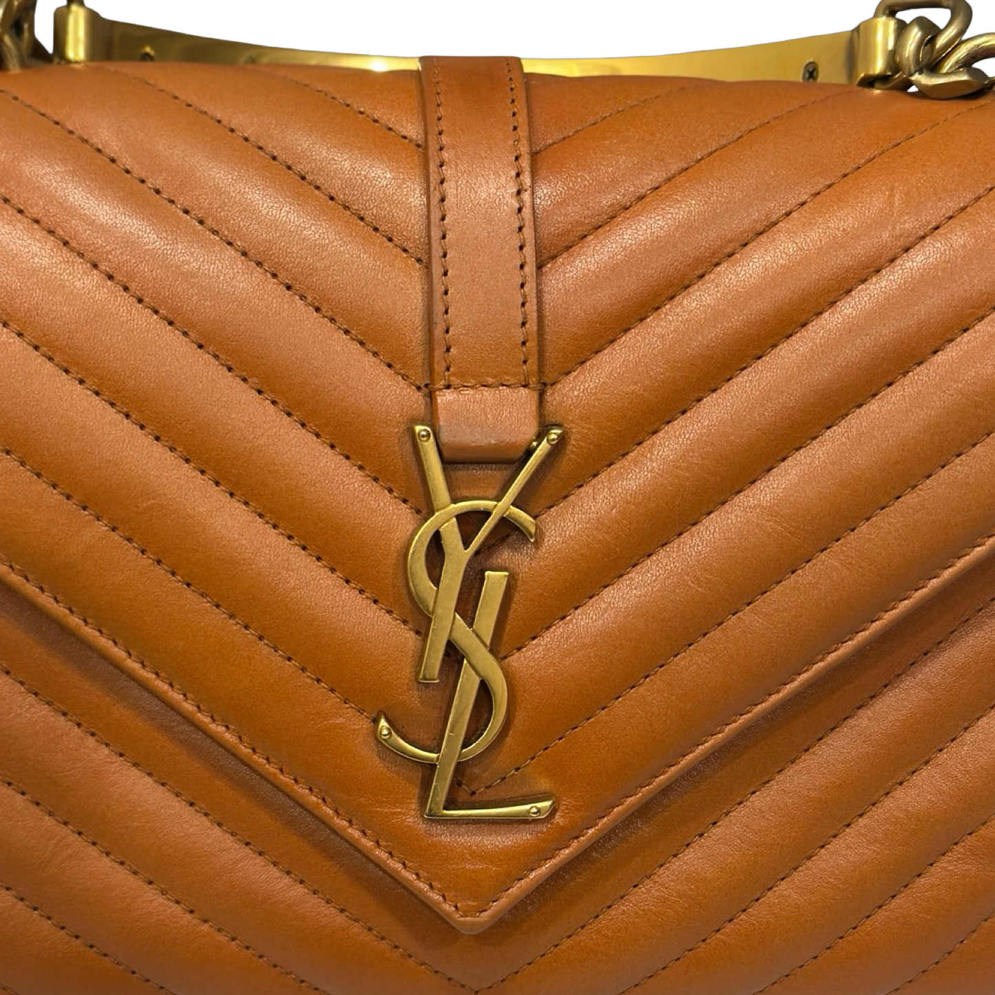 Saint Laurent Calfskin Matelasse Monogram Medium College Bag - GHW / Caramel