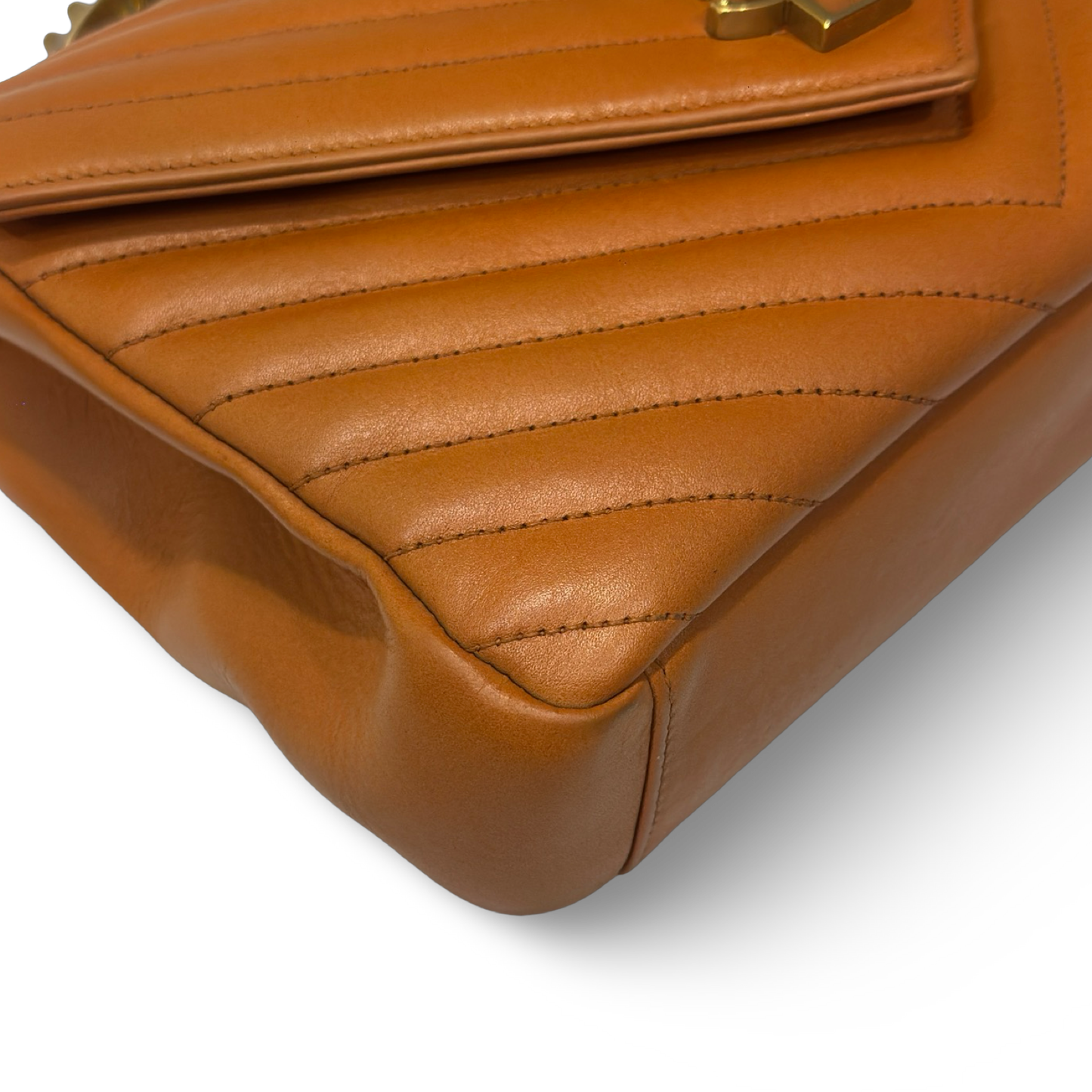 Saint Laurent Calfskin Matelasse Monogram Medium College Bag - GHW / Caramel