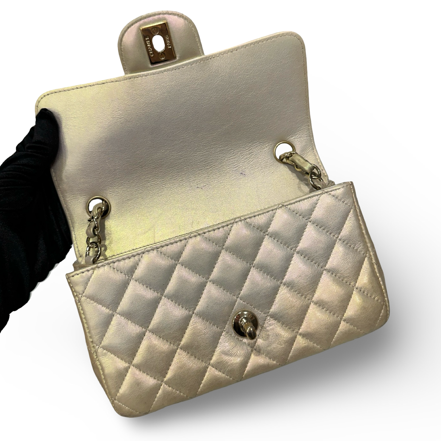 Chanel Quilted Lambskin Mini Rectangular Flap Bag - GHW / Champgine