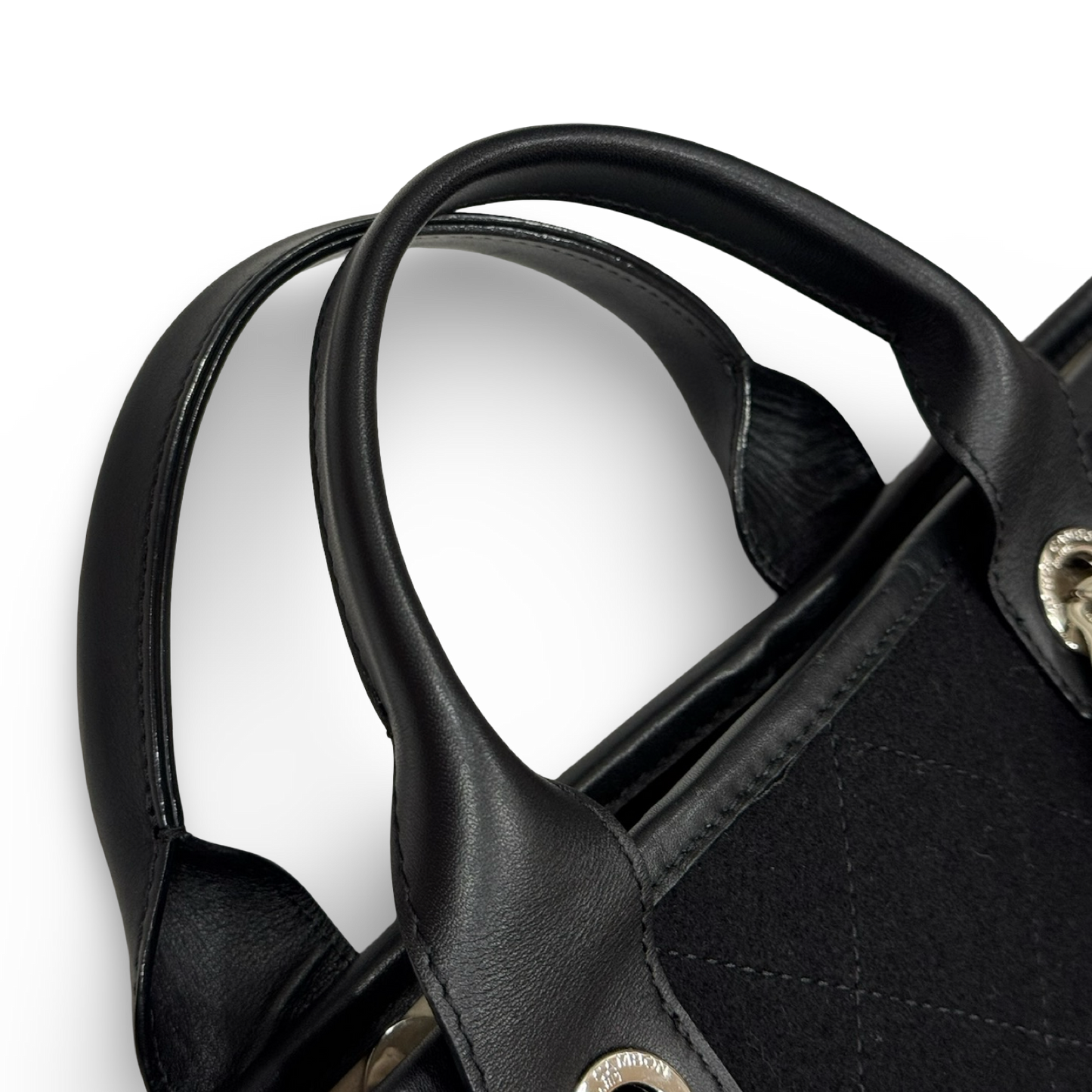 Chaen Wool Felt Large Deauville Tote - GHW / Black and White