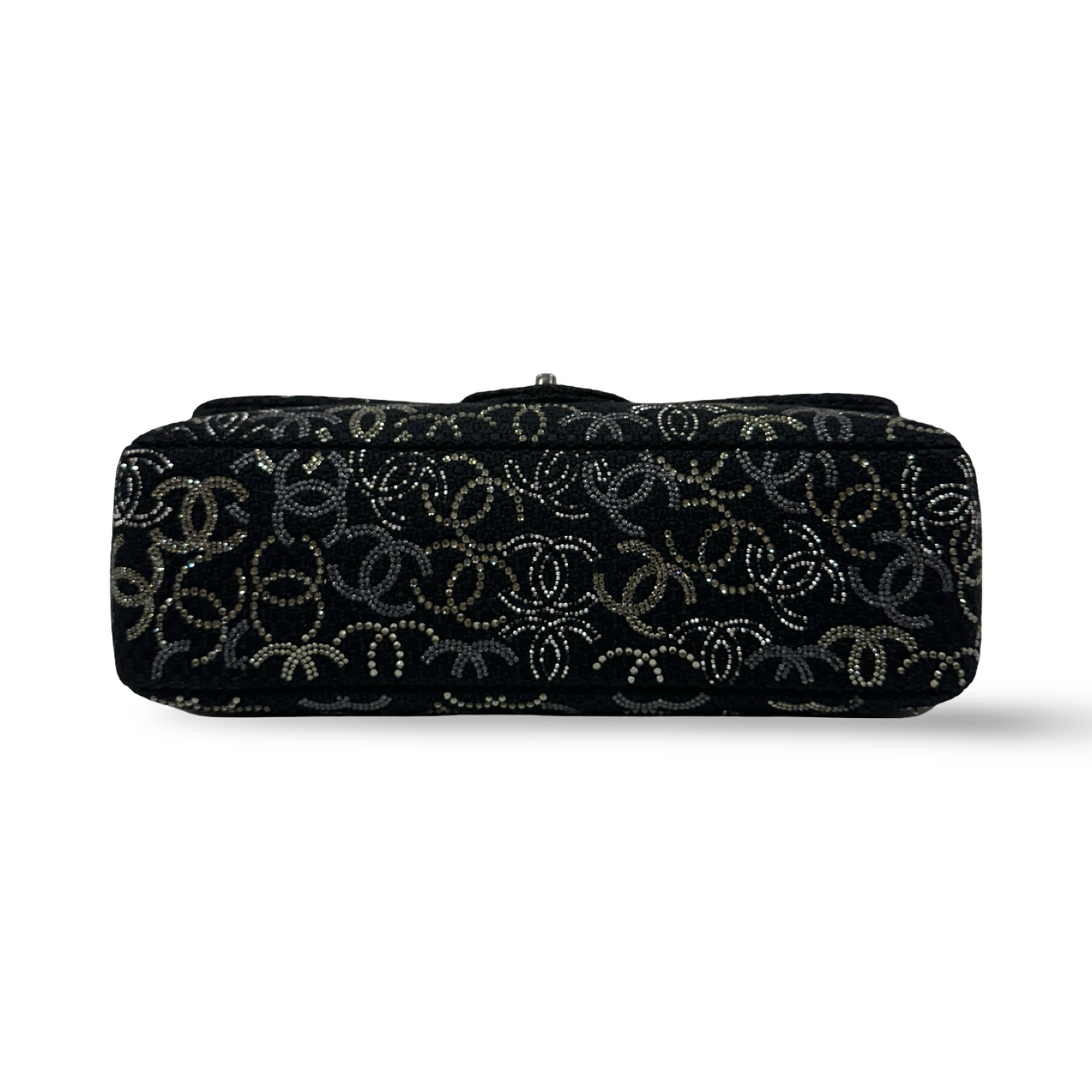 Chanel Tweed and Strass Crystal Jumbo Paris-Shanghai Pudong Single Flap - GHW / Black