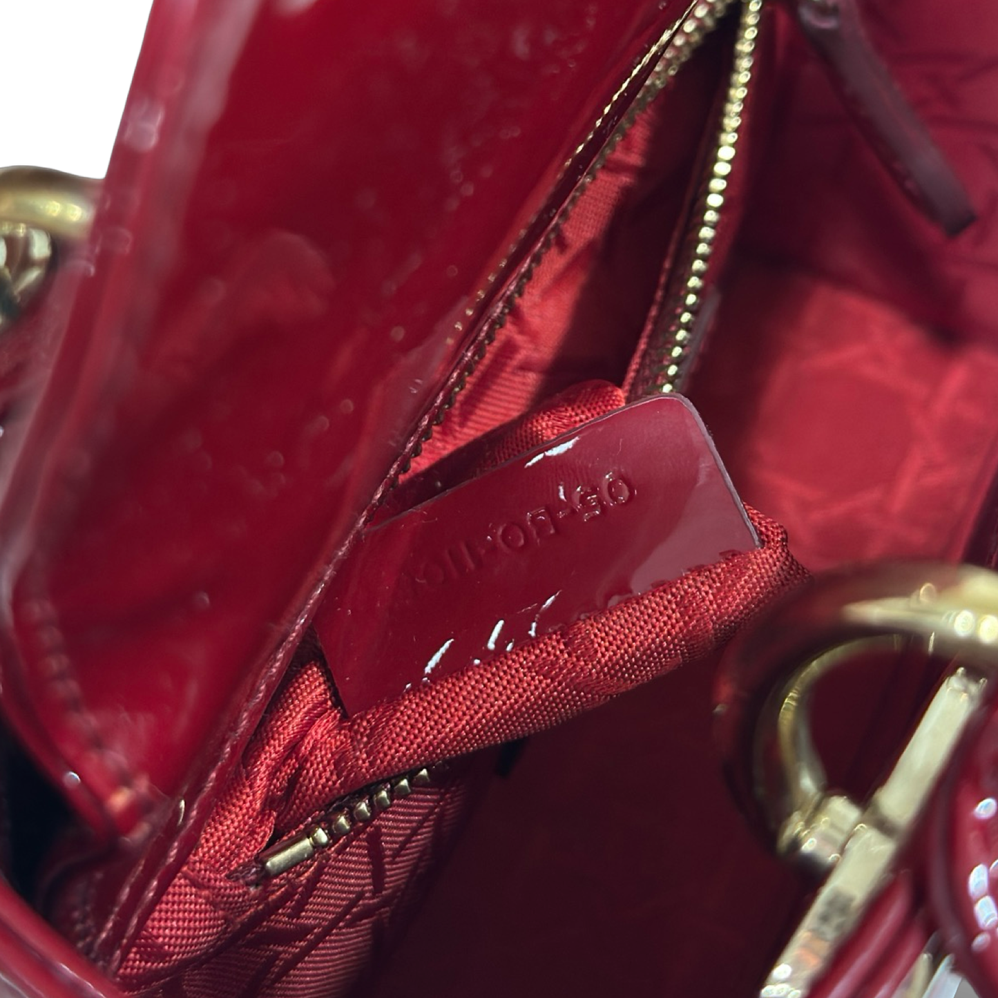 Dior Cannage Patent Mini Lady Bag - GHW / Red