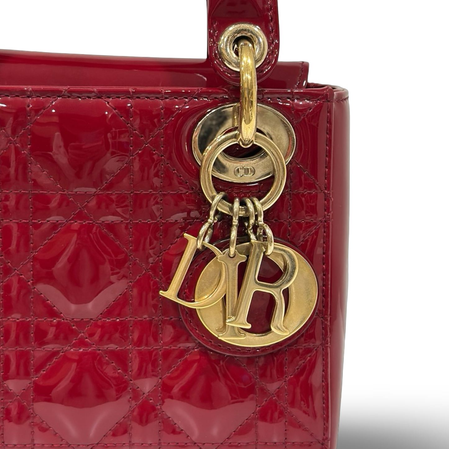 Dior Cannage Patent Mini Lady Bag - GHW / Red