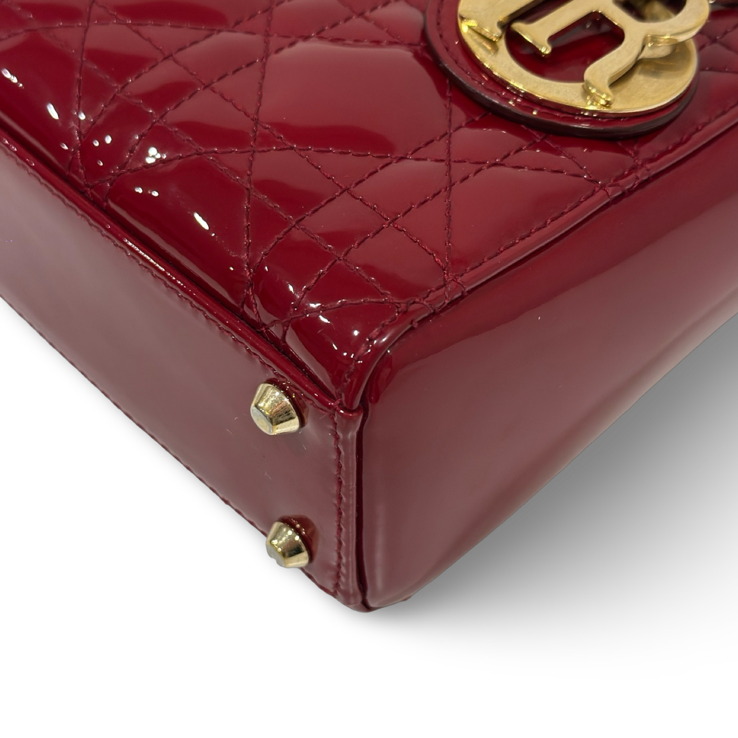 Dior Cannage Patent Mini Lady Bag - GHW / Red