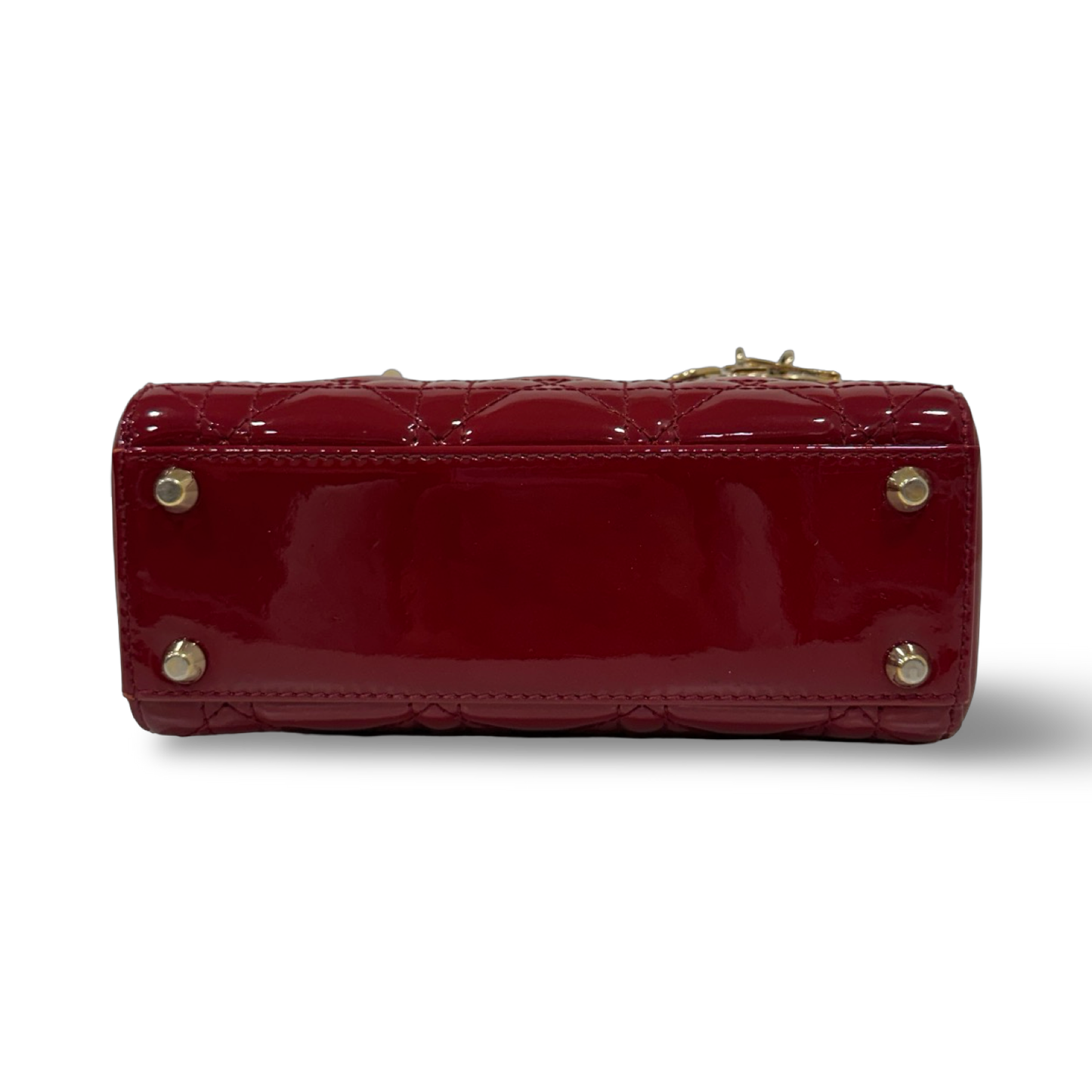 Dior Cannage Patent Mini Lady Bag - GHW / Red