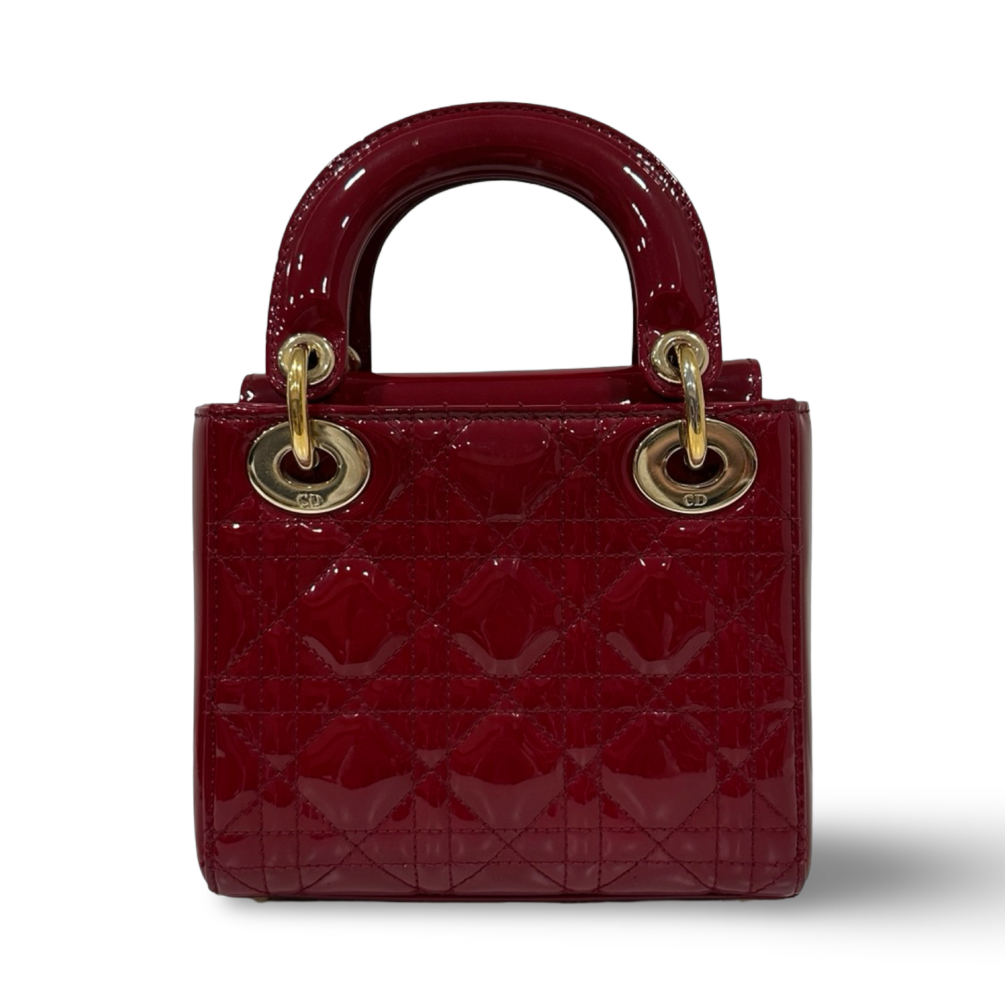 Dior Cannage Patent Mini Lady Bag - GHW / Red