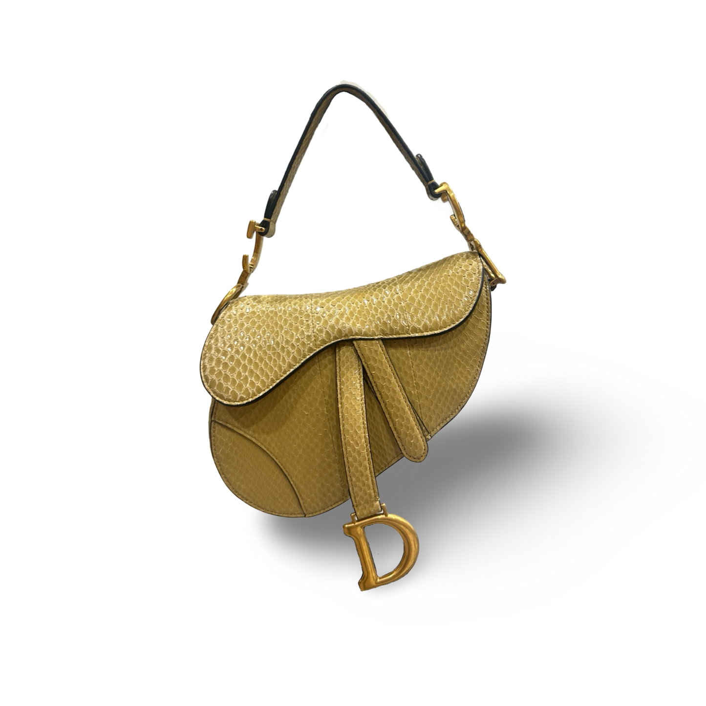 Dior Python Mini Saddle Handbag - GHW / Yellow