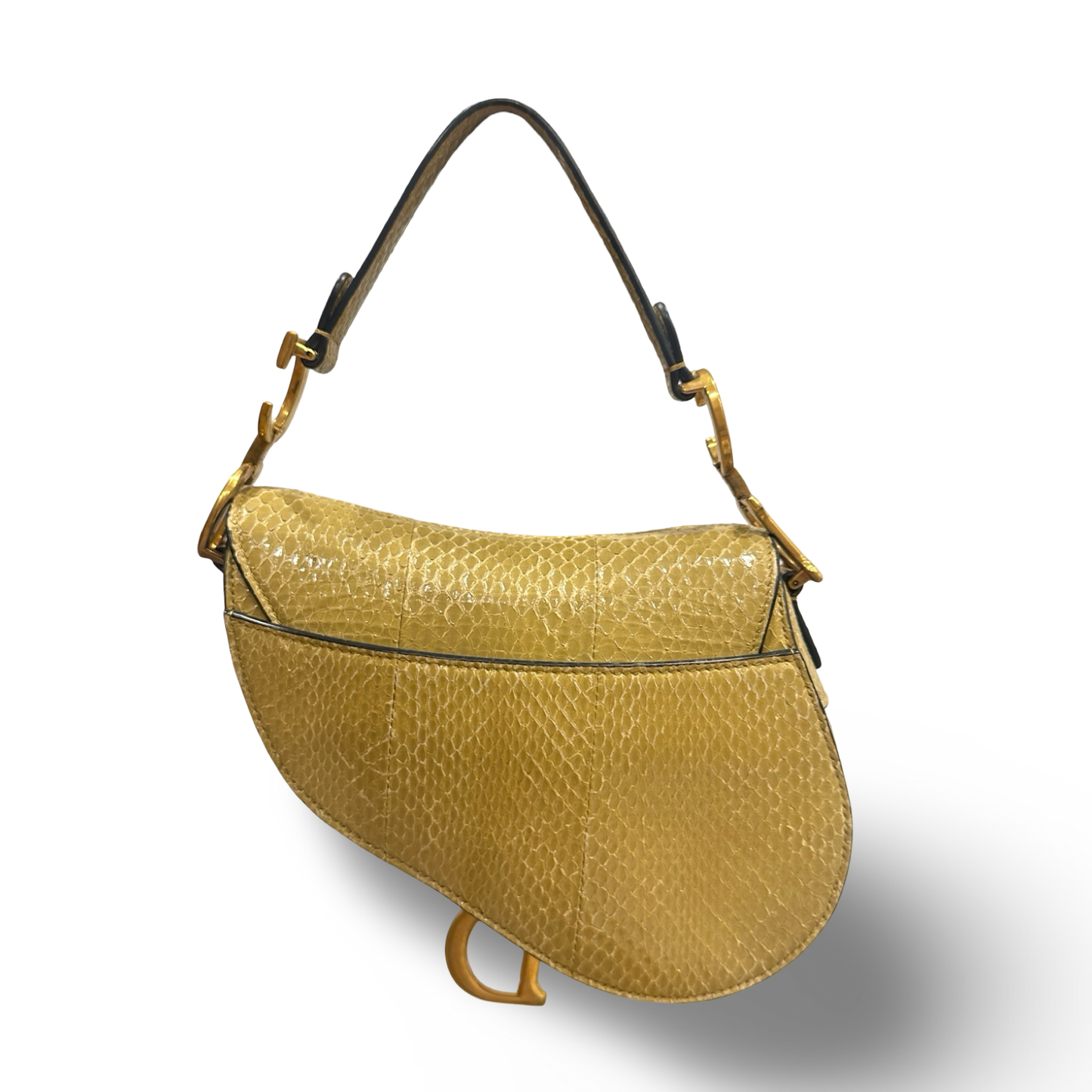 Dior Python Mini Saddle Handbag - GHW / Yellow