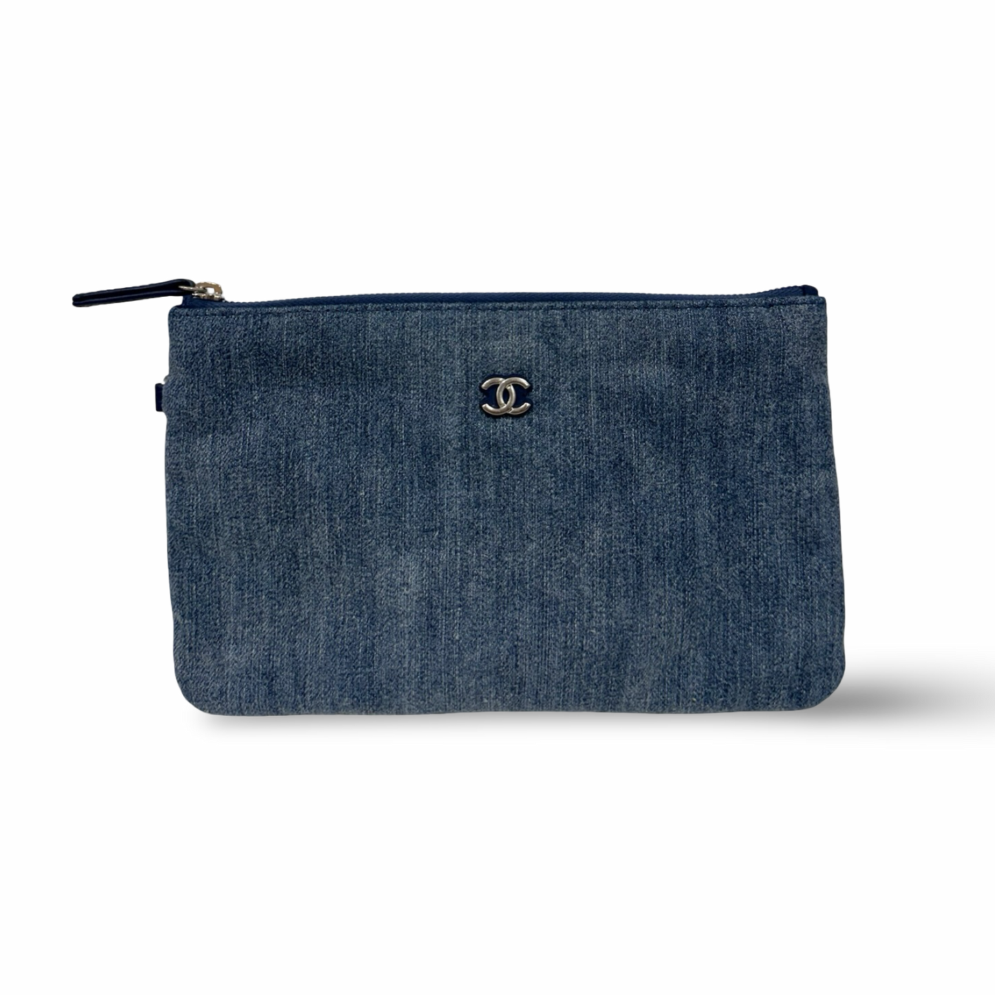 Chanel Quilted Washed Denim Small Silver Tone Metal 22Bag - SHW / Blue
