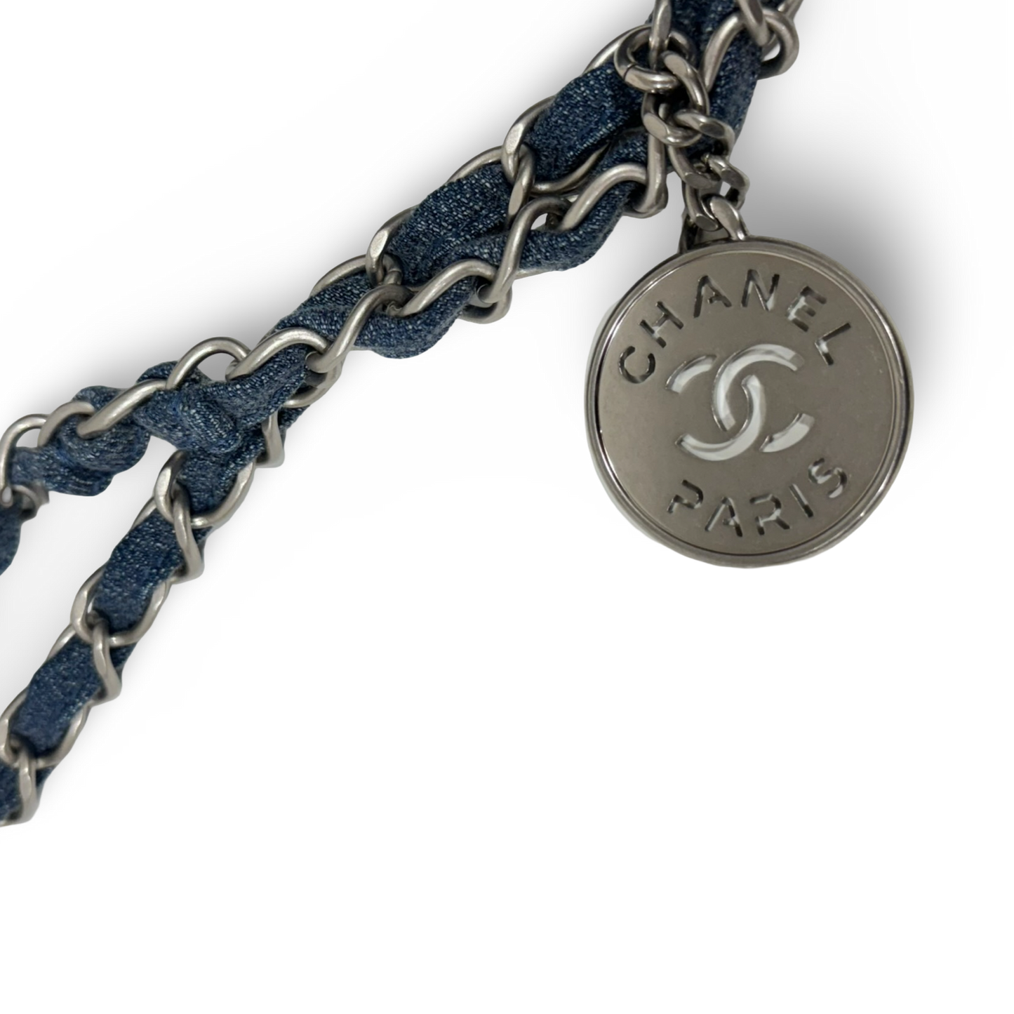 Chanel Quilted Washed Denim Small Silver Tone Metal 22Bag - SHW / Blue